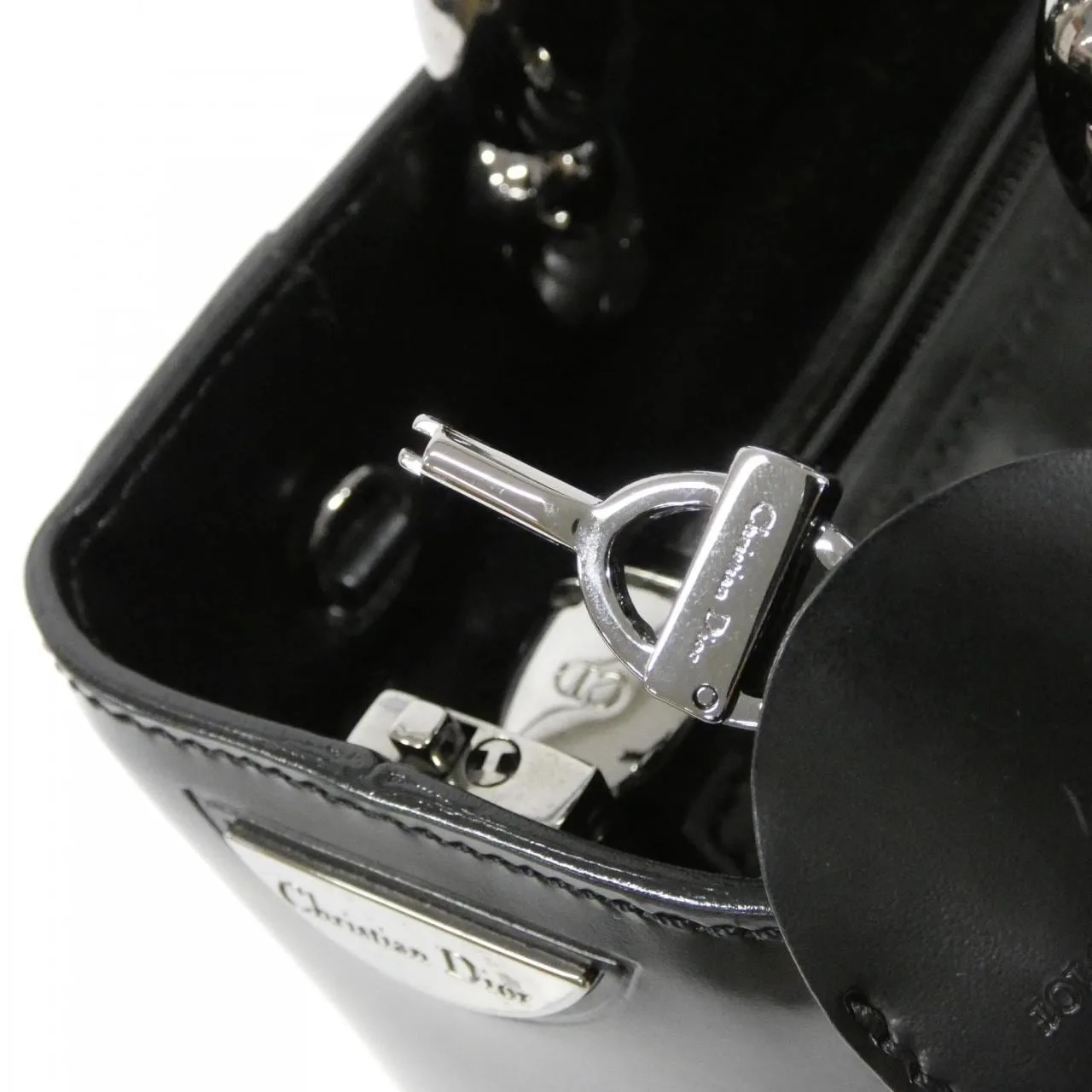 DIOR Handbag Leather 黑色 皮革 中古品A - 縮圖 6