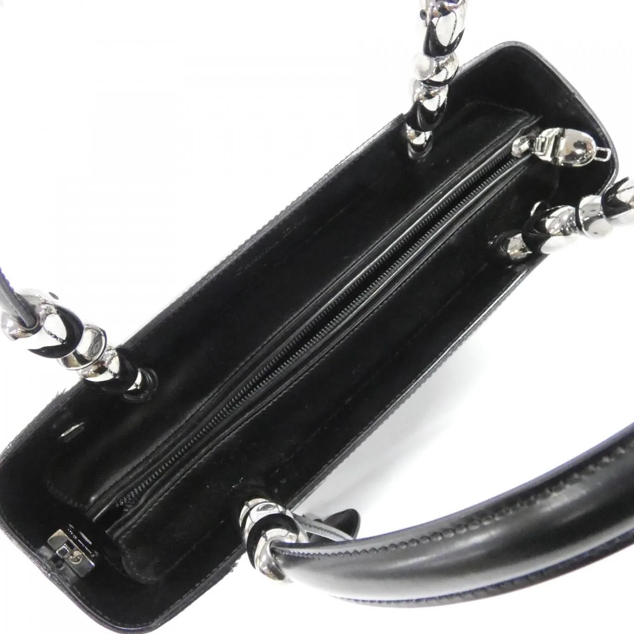 DIOR Handbag Leather 黑色 皮革 中古品A - 縮圖 8