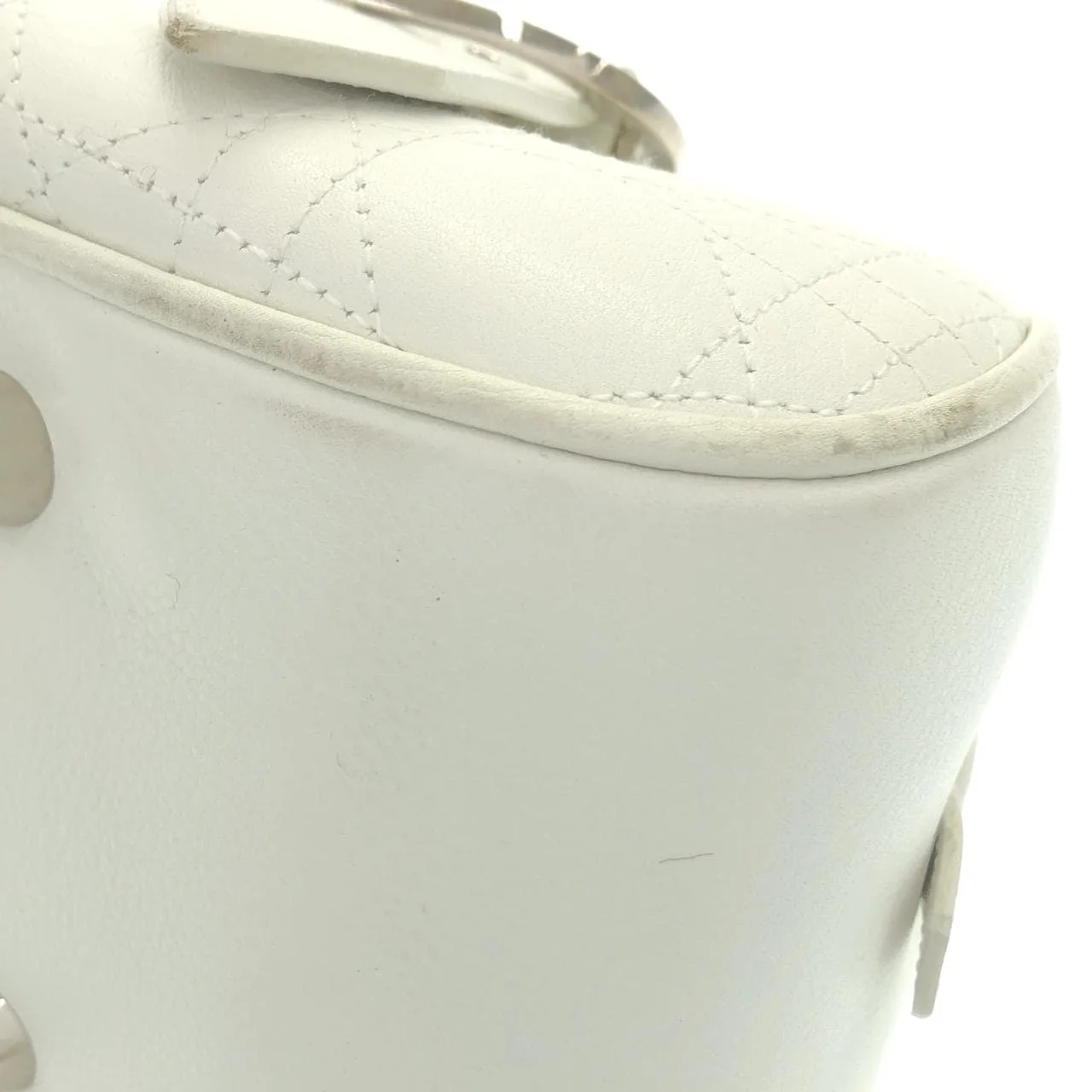 DIOR Handbag Leather 白色 皮革 中古品B - 縮圖 3