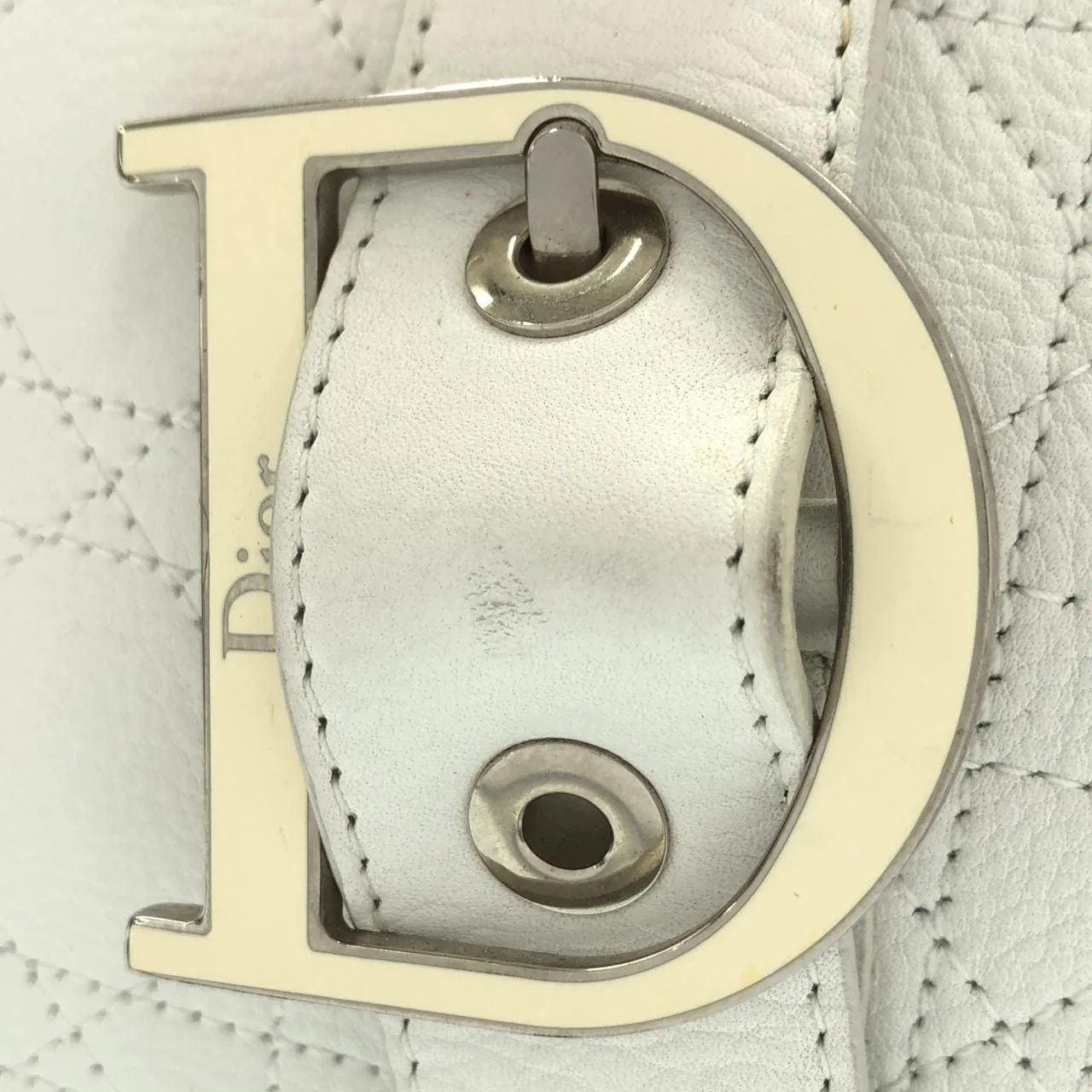 DIOR Handbag Leather 白色 皮革 中古品B - 縮圖 4