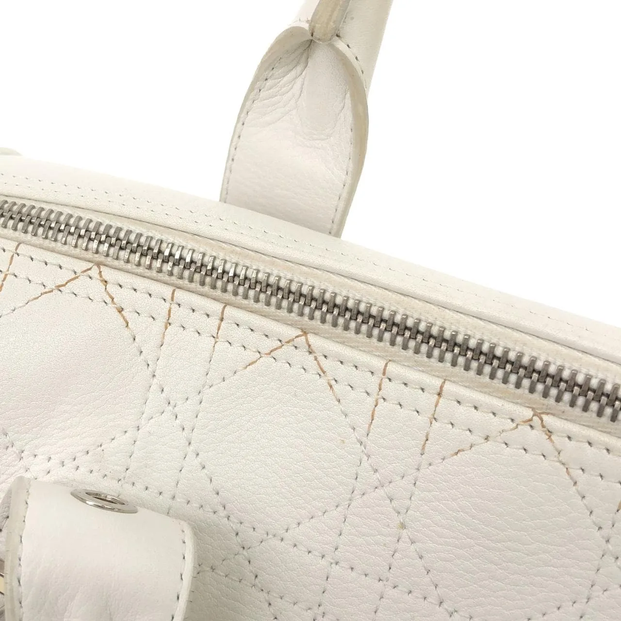 DIOR Handbag Leather 白色 皮革 中古品B - 縮圖 7