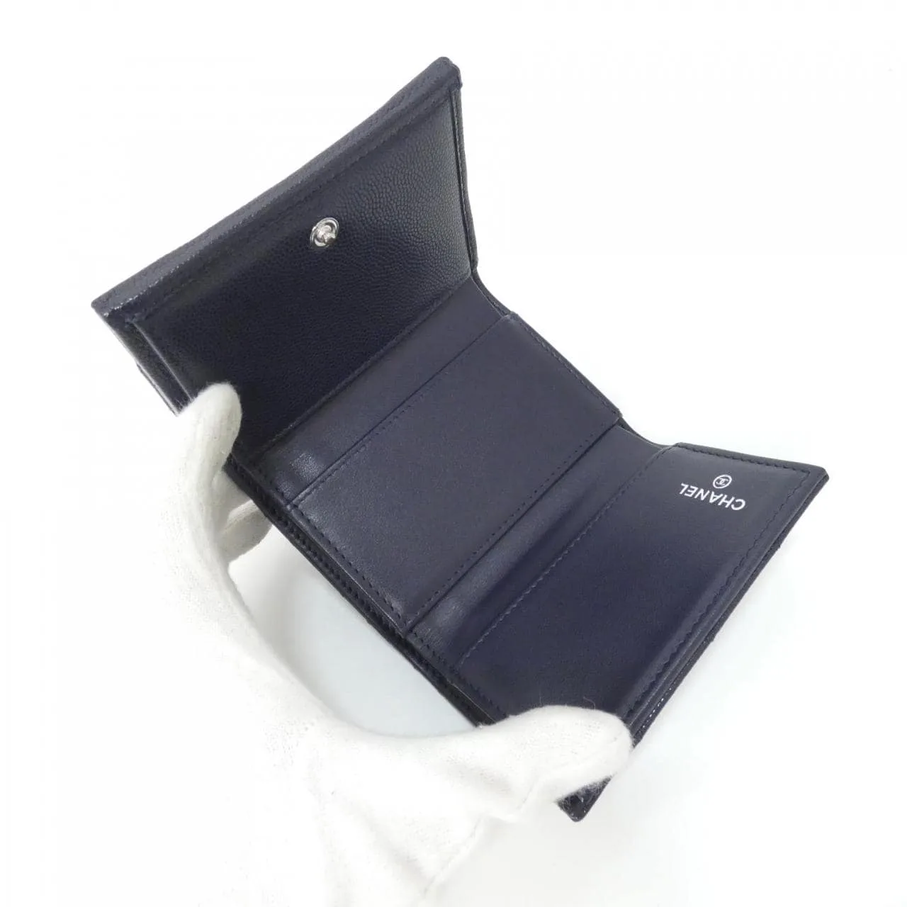 CHANEL Chanel 19 AP3725 Wallet Grained Calfskin 深藍色 荔枝紋牛皮 中古品A - 縮圖 4