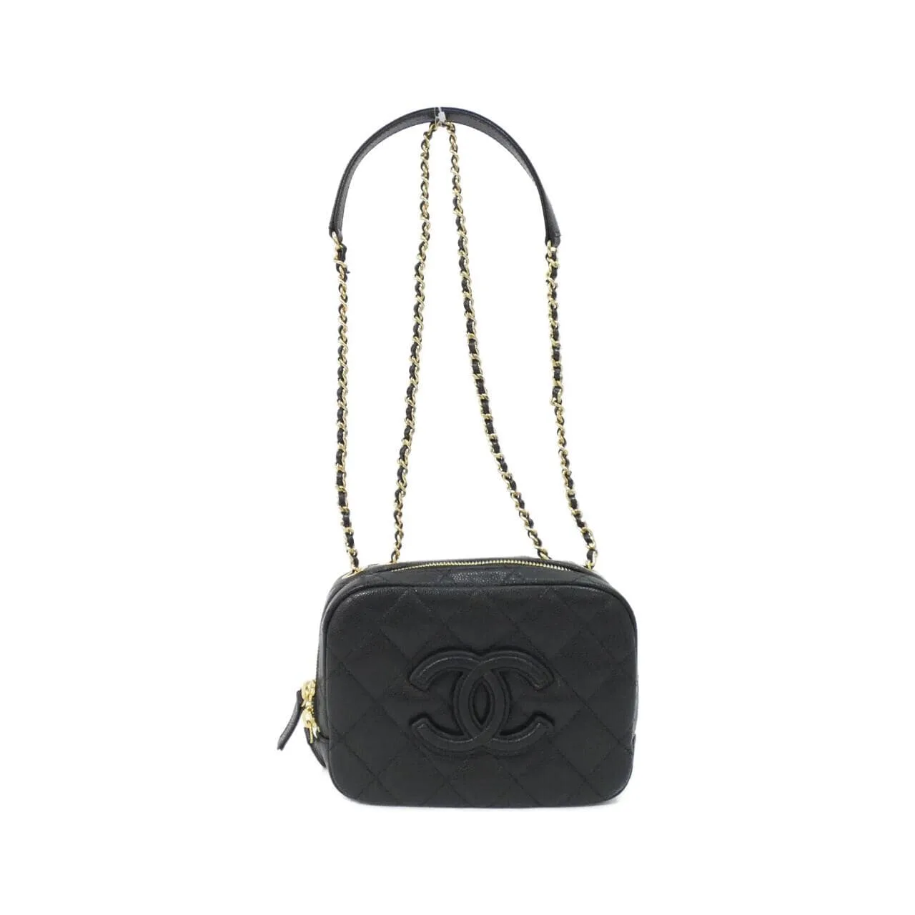 CHANEL Shoulder Grained Calfskin Black