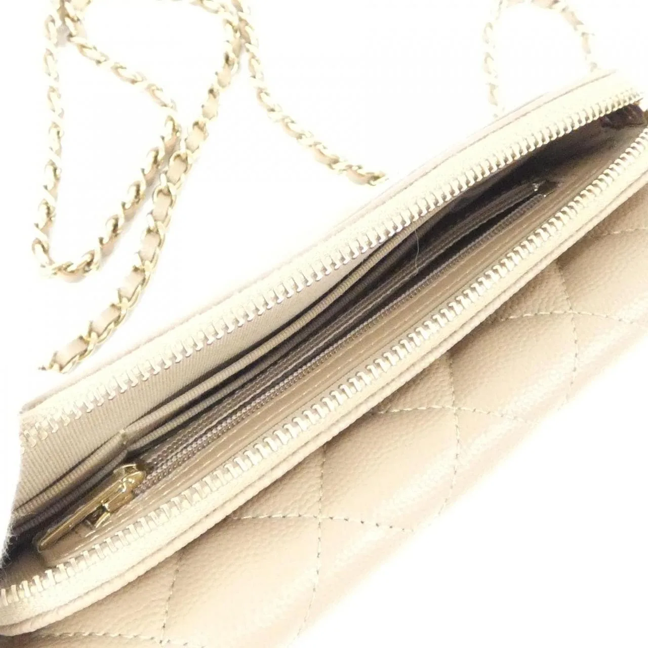 CHANEL Timeless Classic AP2096 Wallet Grained Calfskin 米色 荔枝紋牛皮 中古品A - 縮圖 6