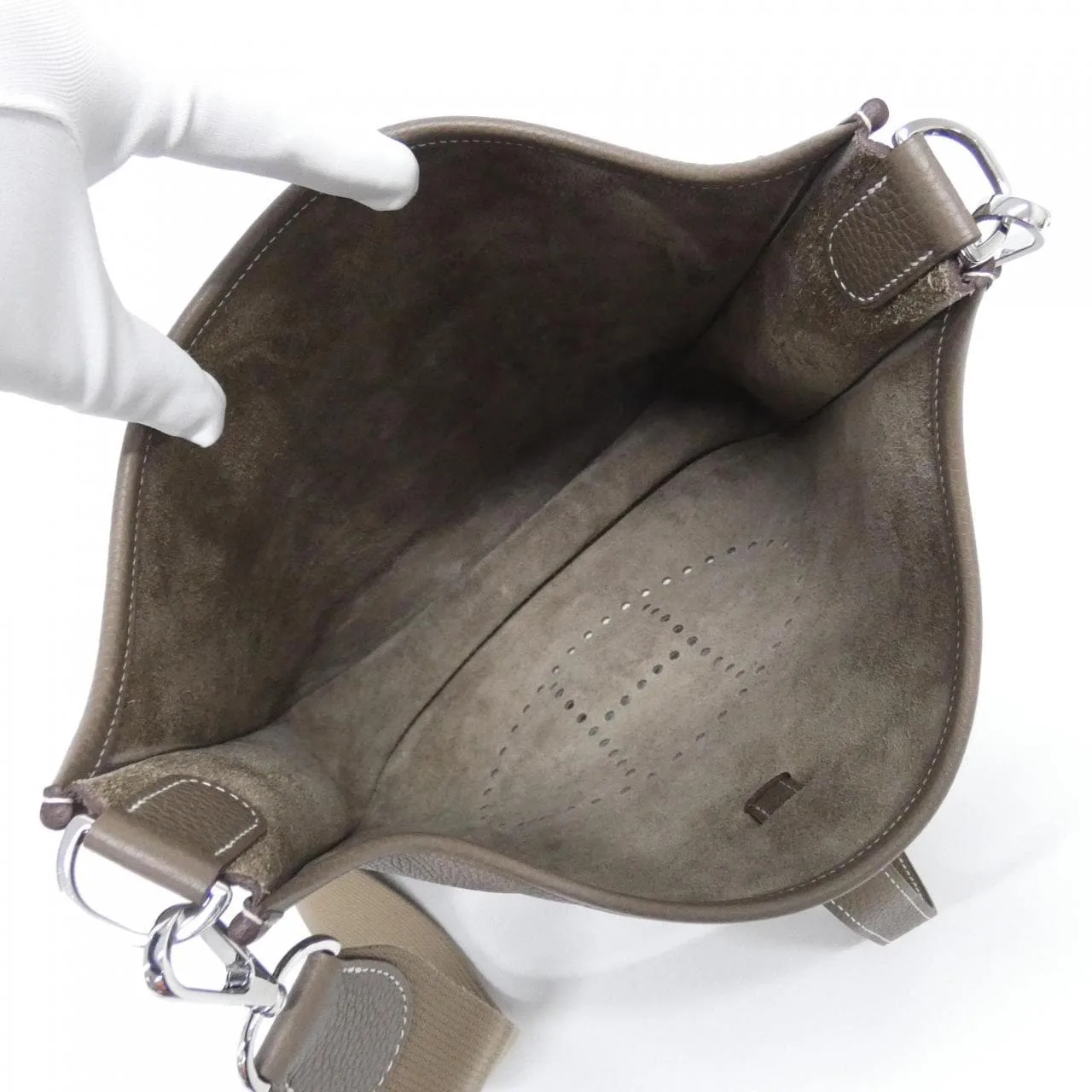 HERMES Evelyne 056275CK Shoulder Clemence Etoupe Clemence 皮 中古品A - 縮圖 6