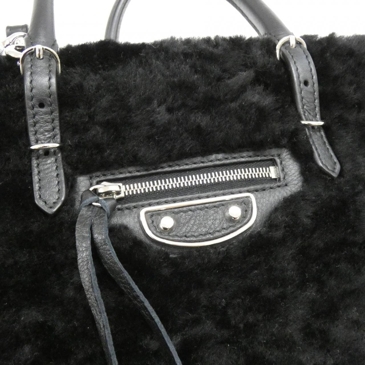 BALENCIAGA 387477 CNTIN Bag Leather 黑色 皮革 中古品A - 縮圖 4