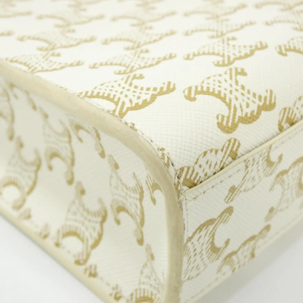 CELINE Cabas 194372BZK Handbag Canvas 白色 帆布 中古品A - 縮圖 3