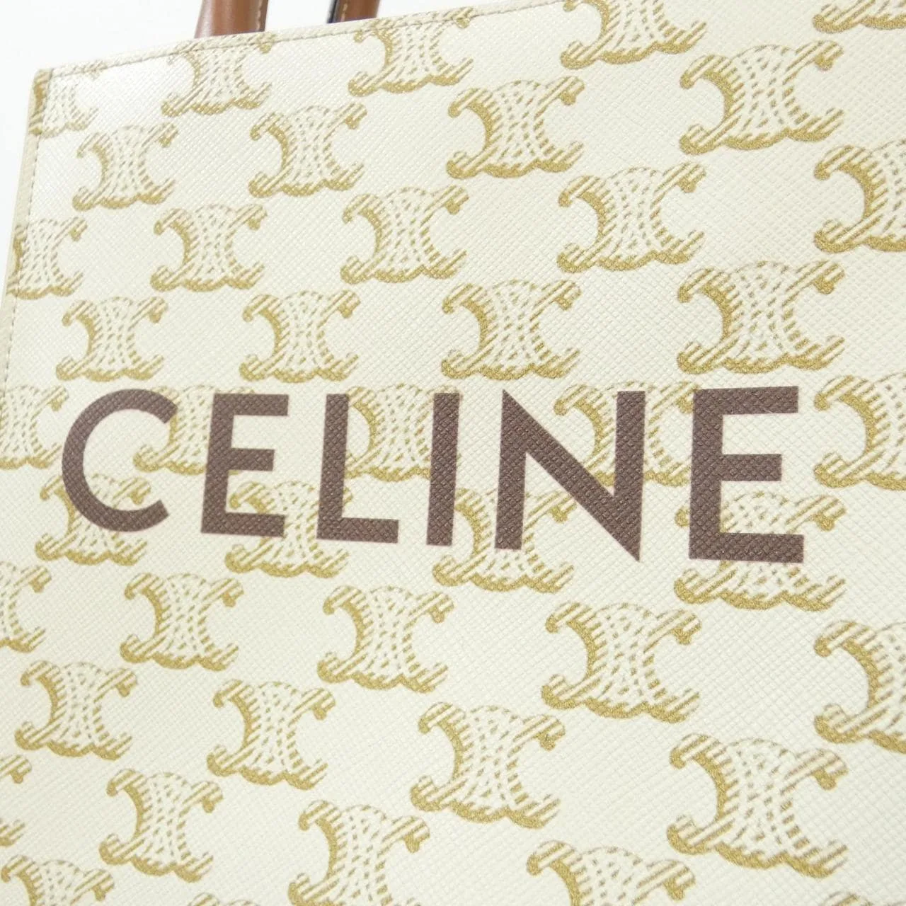 CELINE Cabas 194372BZK Handbag Canvas 白色 帆布 中古品A - 縮圖 4