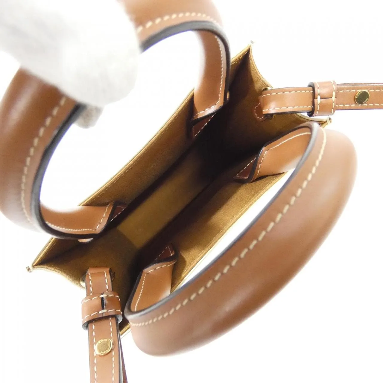 CELINE Cabas 194372BZK Handbag Canvas 白色 帆布 中古品A - 縮圖 8