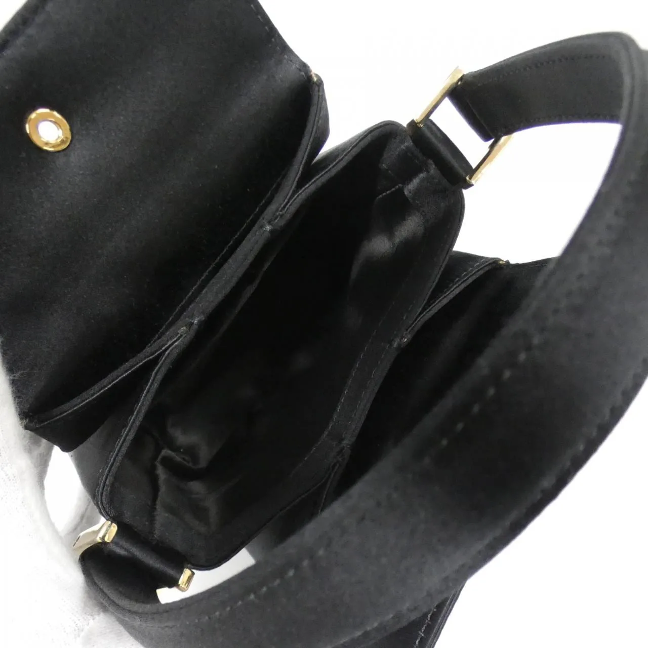 GUCCI 007 2440 Handbag Satin 黑色 緞面 中古品A - 縮圖 7