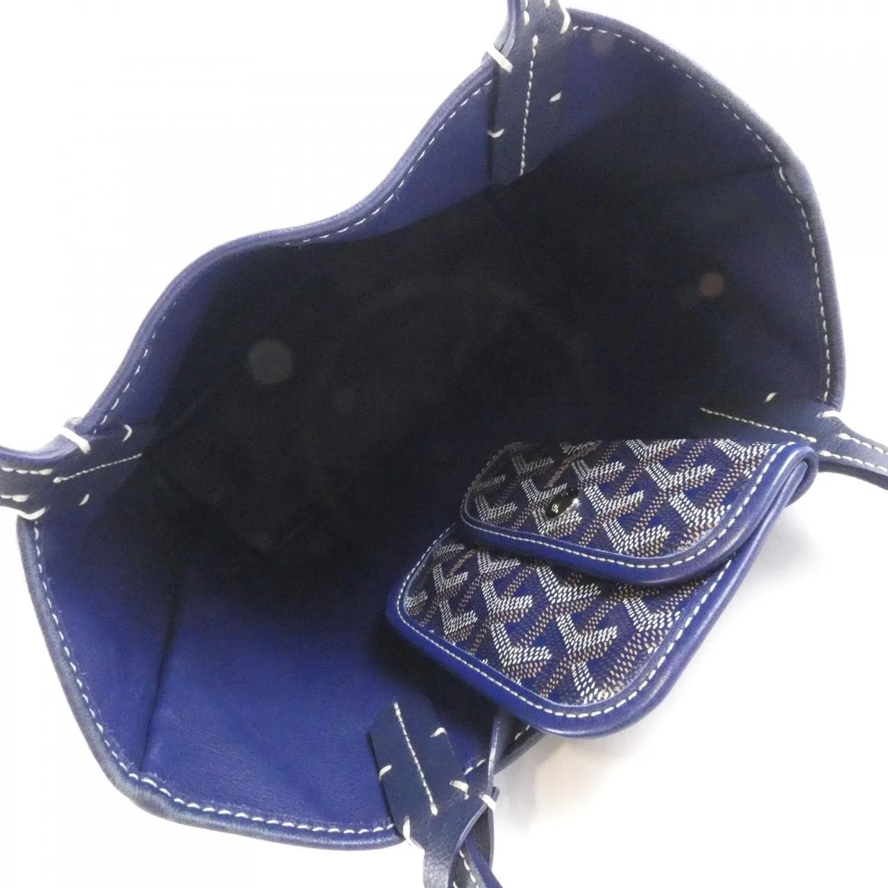 GOYARD Anjou Handbag Canvas Navy Canvas Rank B - Thumbnail 7