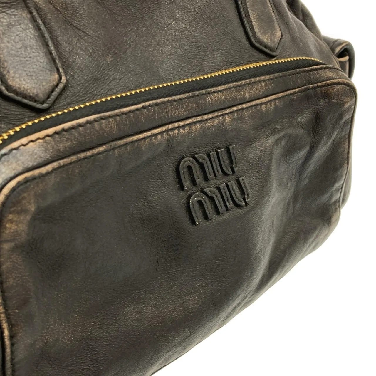 MIU MIU 5BB179 Handbag Leather 黑色 皮革 中古品A - 縮圖 6