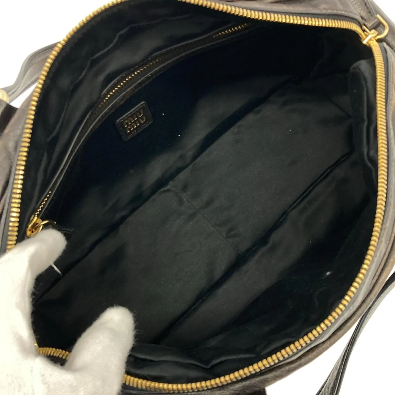 MIU MIU 5BB179 Handbag Leather 黑色 皮革 中古品A - 縮圖 8