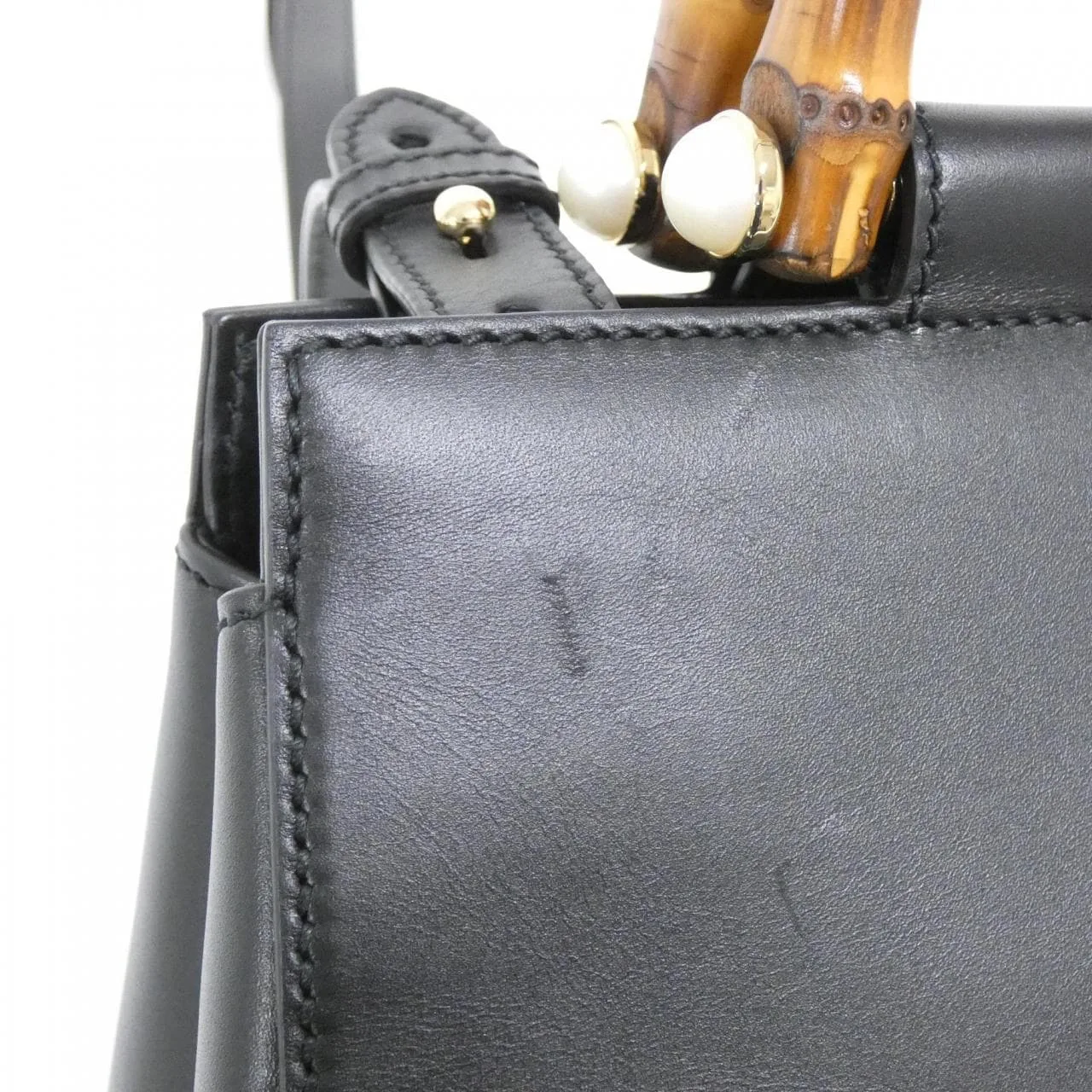 GUCCI 453767 DVU0G Handbag Leather 黑色 皮革 中古品A - 縮圖 6