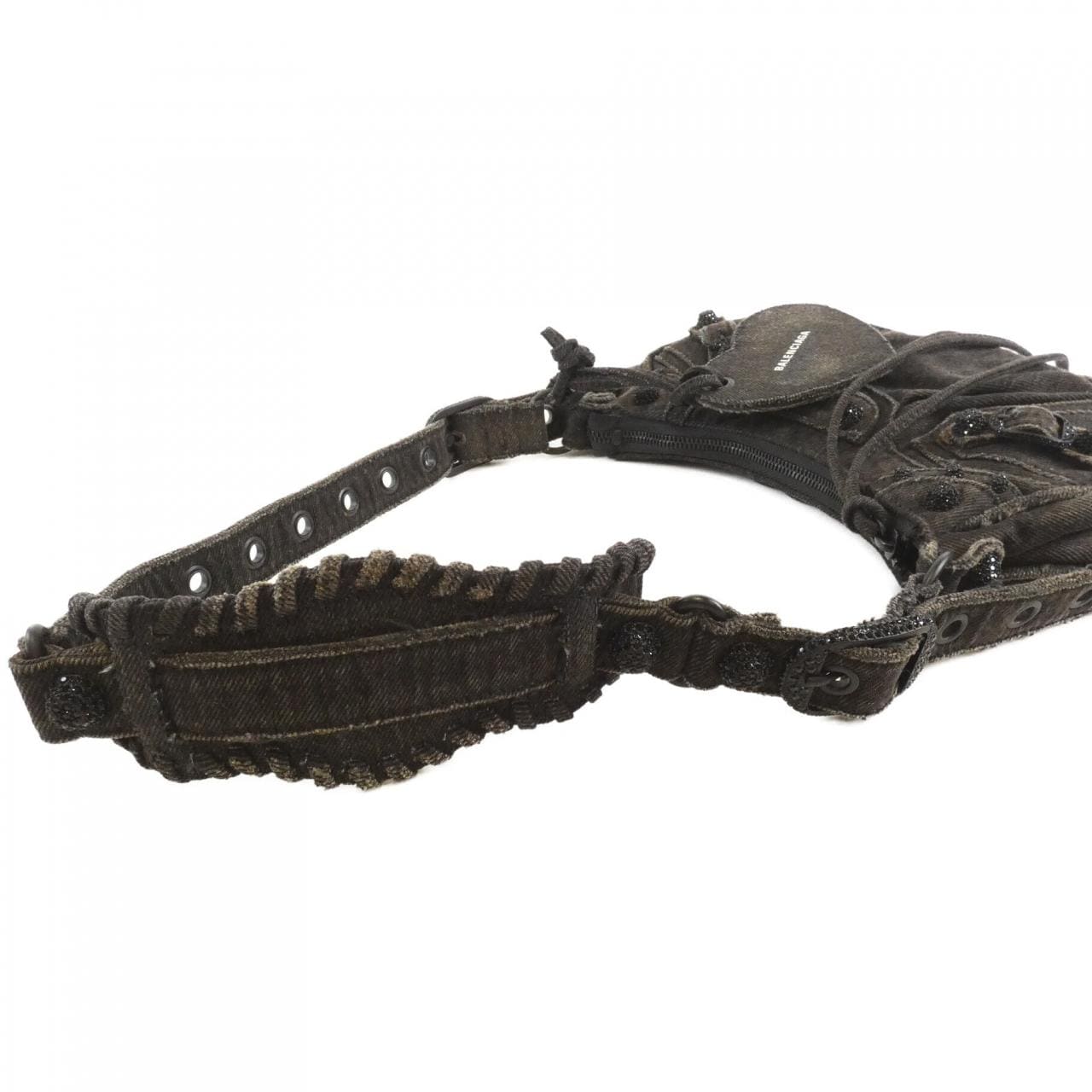 BALENCIAGA Le Cagole 671309 Bag Denim 黑色 牛仔布 中古品A - 縮圖 5