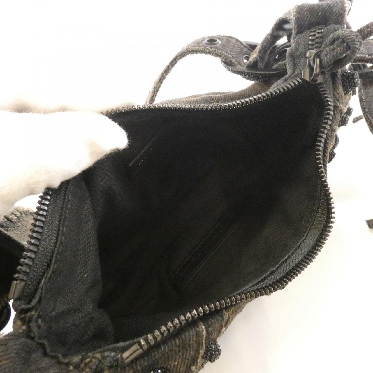 BALENCIAGA Le Cagole 671309 Bag Denim 黑色 牛仔布 中古品A - 縮圖 7