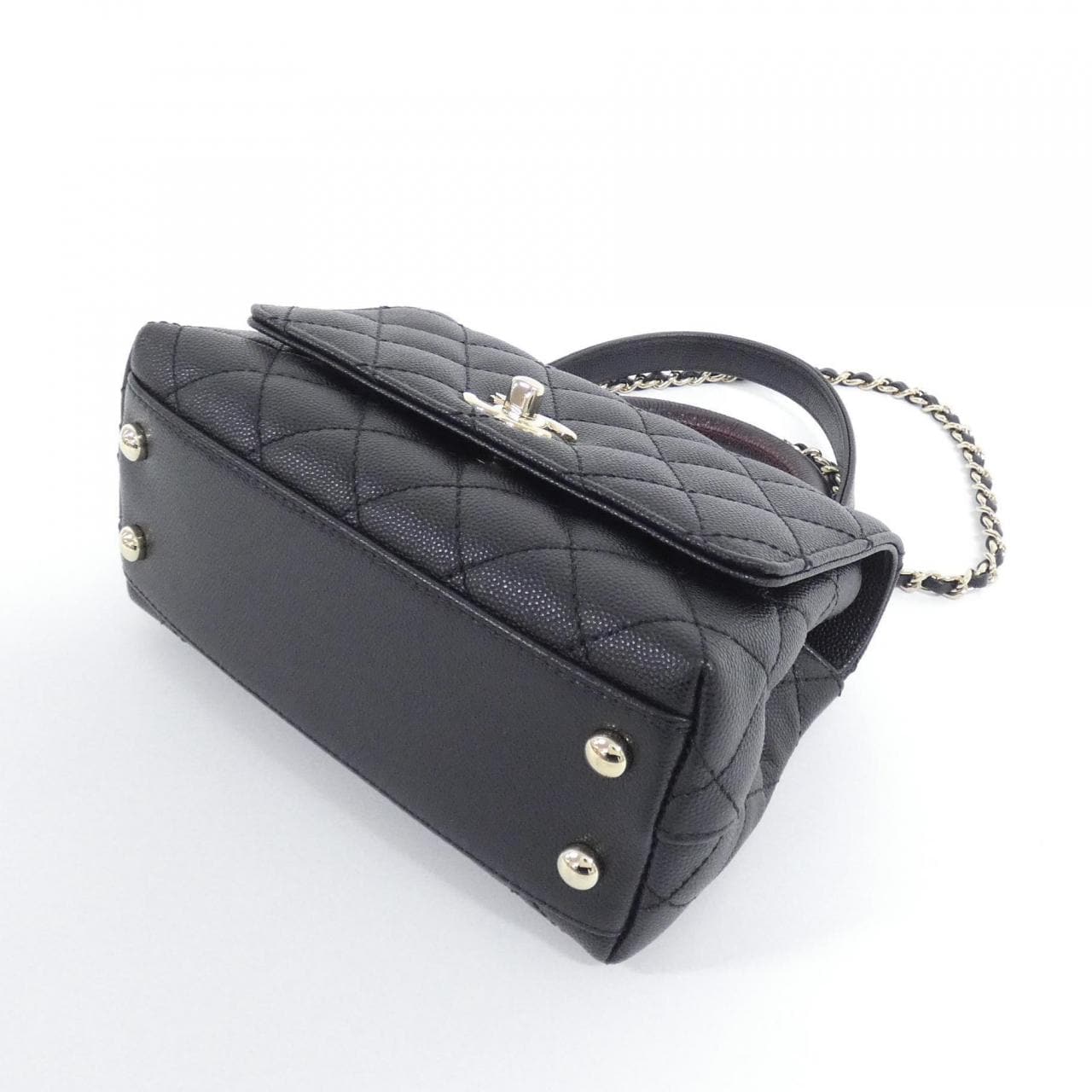 CHANEL Coco Handle AS2215 Handbag Grained Calfskin Black Grained Calfskin - Thumbnail 3