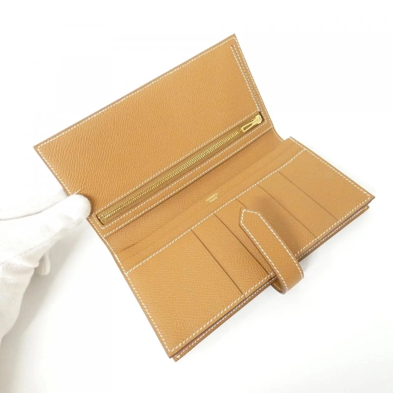 HERMES 039785CC Wallet Epsom 金色 Epsom 皮 未使用品 - 縮圖 4