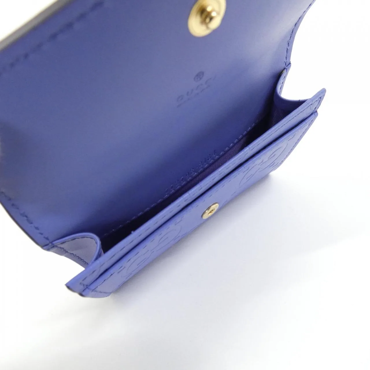 GUCCI 772792 AAC1Q Card Case Leather Blue Leather Rank A - Thumbnail 4