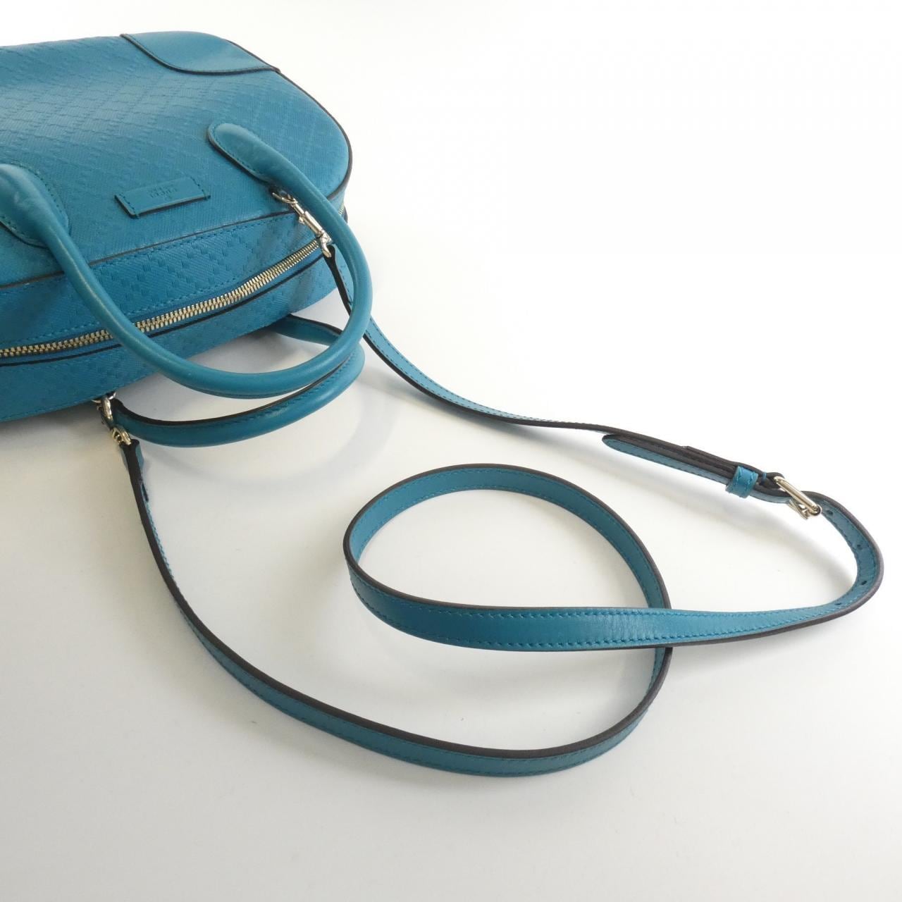 GUCCI 354224 AIZ1G Handbag Leather 藍色 皮革 中古品B - 縮圖 6