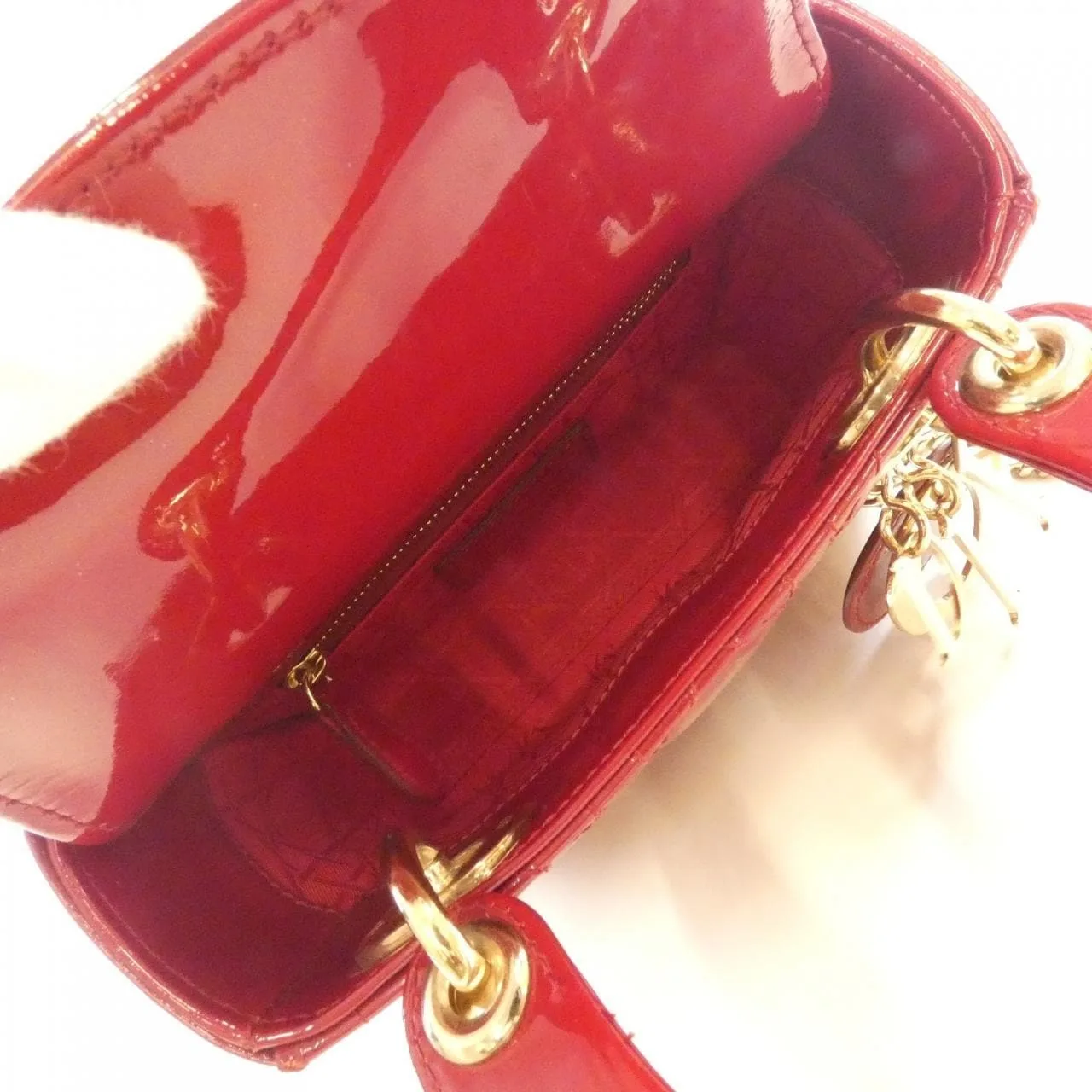 DIOR Lady Dior M0505OVRB Handbag Patent Leather 黑色 漆皮 中古品B - 縮圖 9