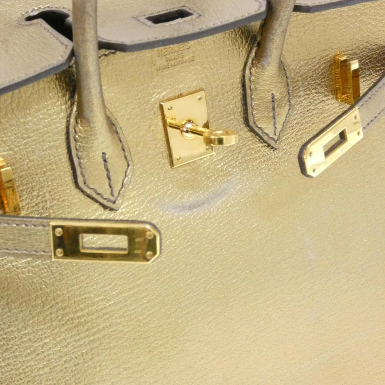 HERMES Birkin Handbag Leather Gold Leather Rank B - Thumbnail 4
