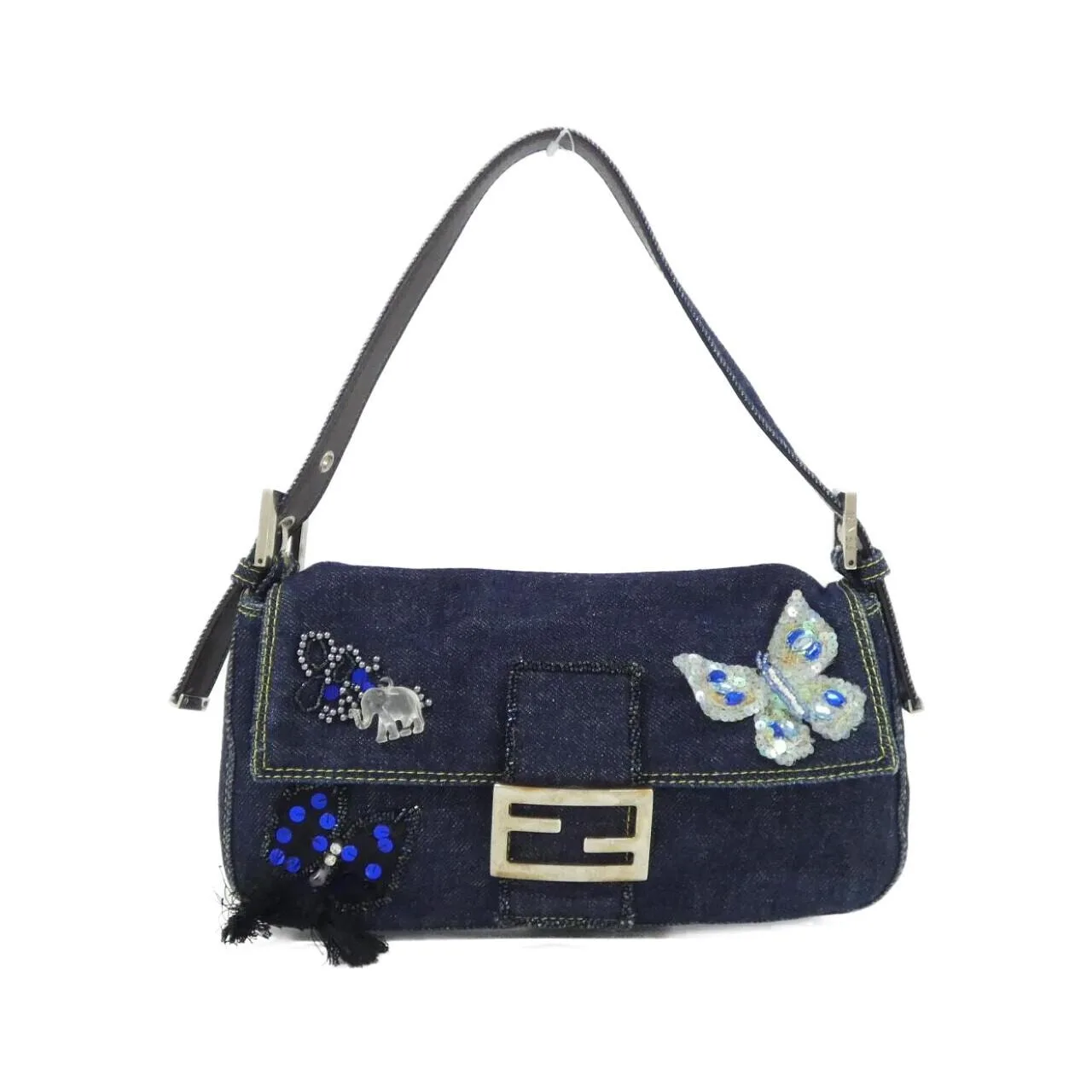 FENDI Baguette 26424 Shoulder Denim Navy