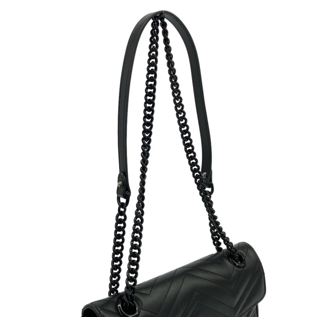 GUCCI Marmont 443497 DTDFV Shoulder Leather 黑色 皮革 中古品A - 縮圖 6