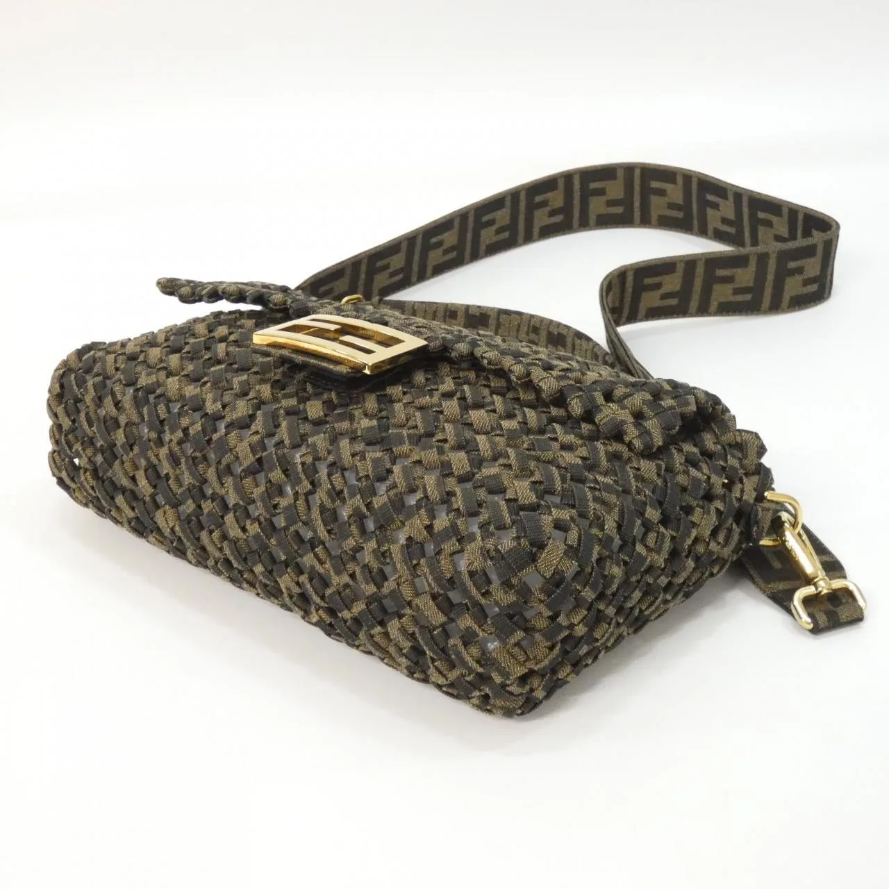 FENDI Baguette 8BR600 ABMR Shoulder Cotton Black Cotton Rank A - Thumbnail 2