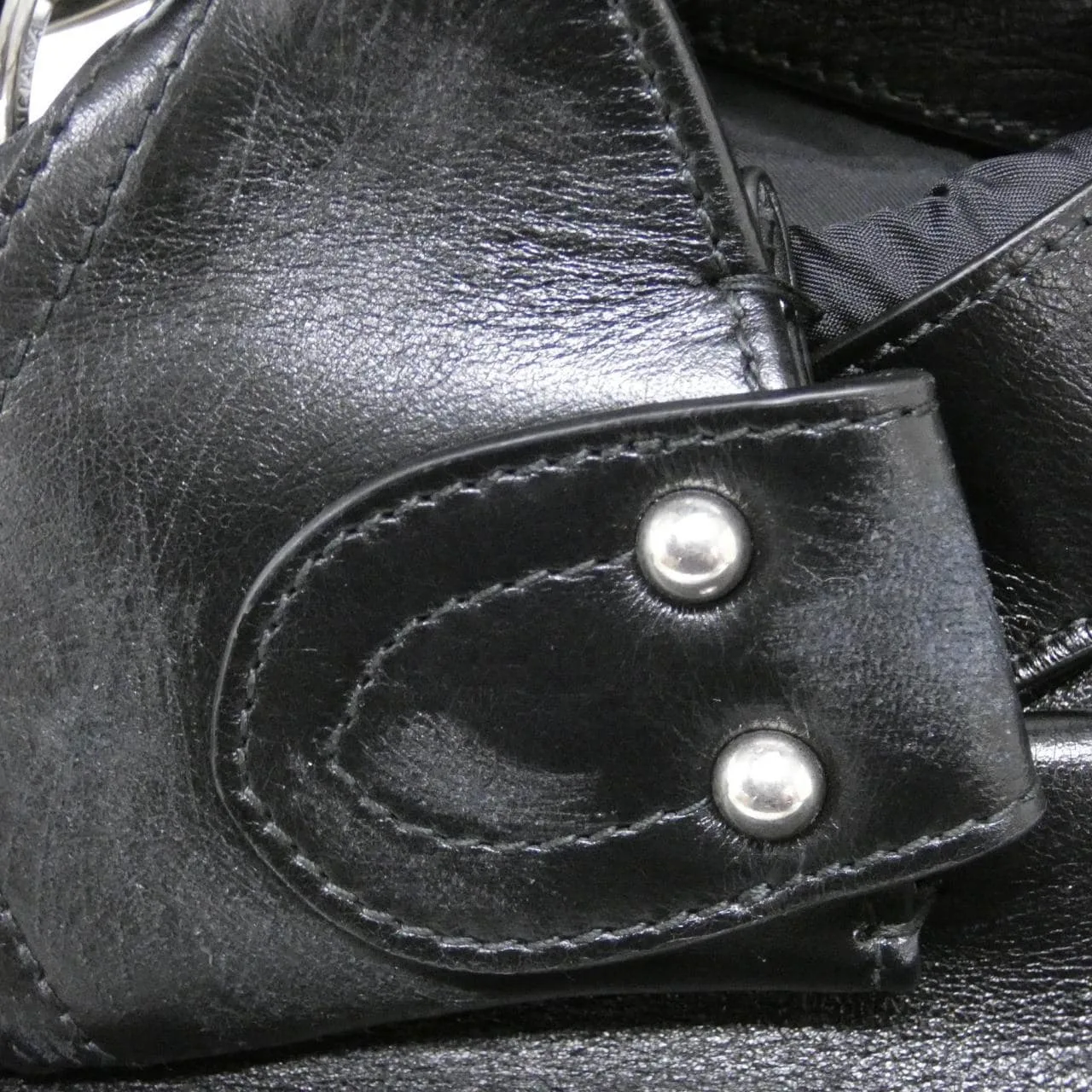 BALENCIAGA 829490 Shoulder Leather 黑色 皮革 中古品A - 縮圖 4