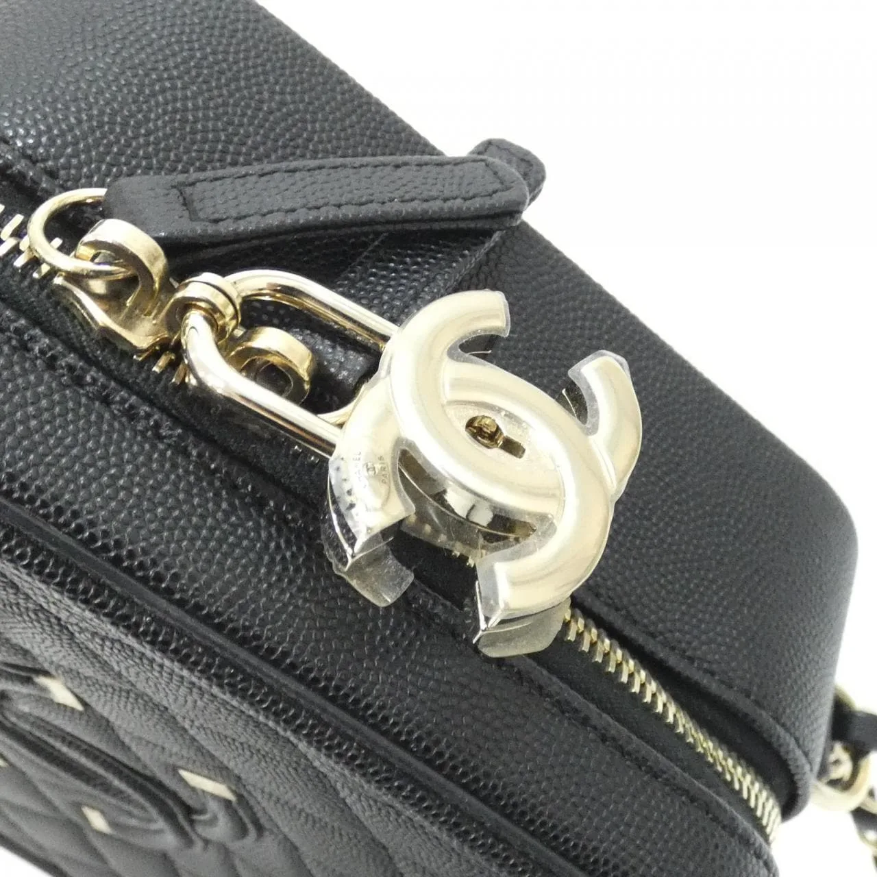 CHANEL 93343 Shoulder Grained Calfskin 黑色 荔枝紋牛皮 中古品A - 縮圖 4
