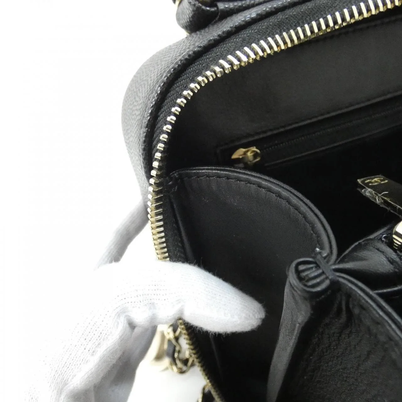 CHANEL 93343 Shoulder Grained Calfskin 黑色 荔枝紋牛皮 中古品A - 縮圖 9