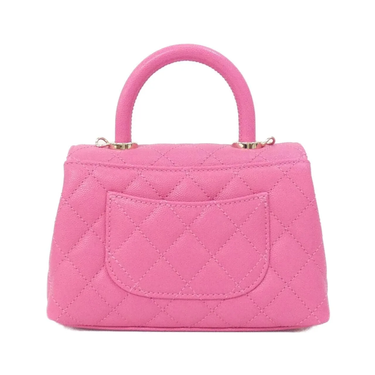 CHANEL Coco Handle AS2215 Handbag Grained Calfskin 粉色 荔枝紋牛皮 中古品A - 縮圖 2
