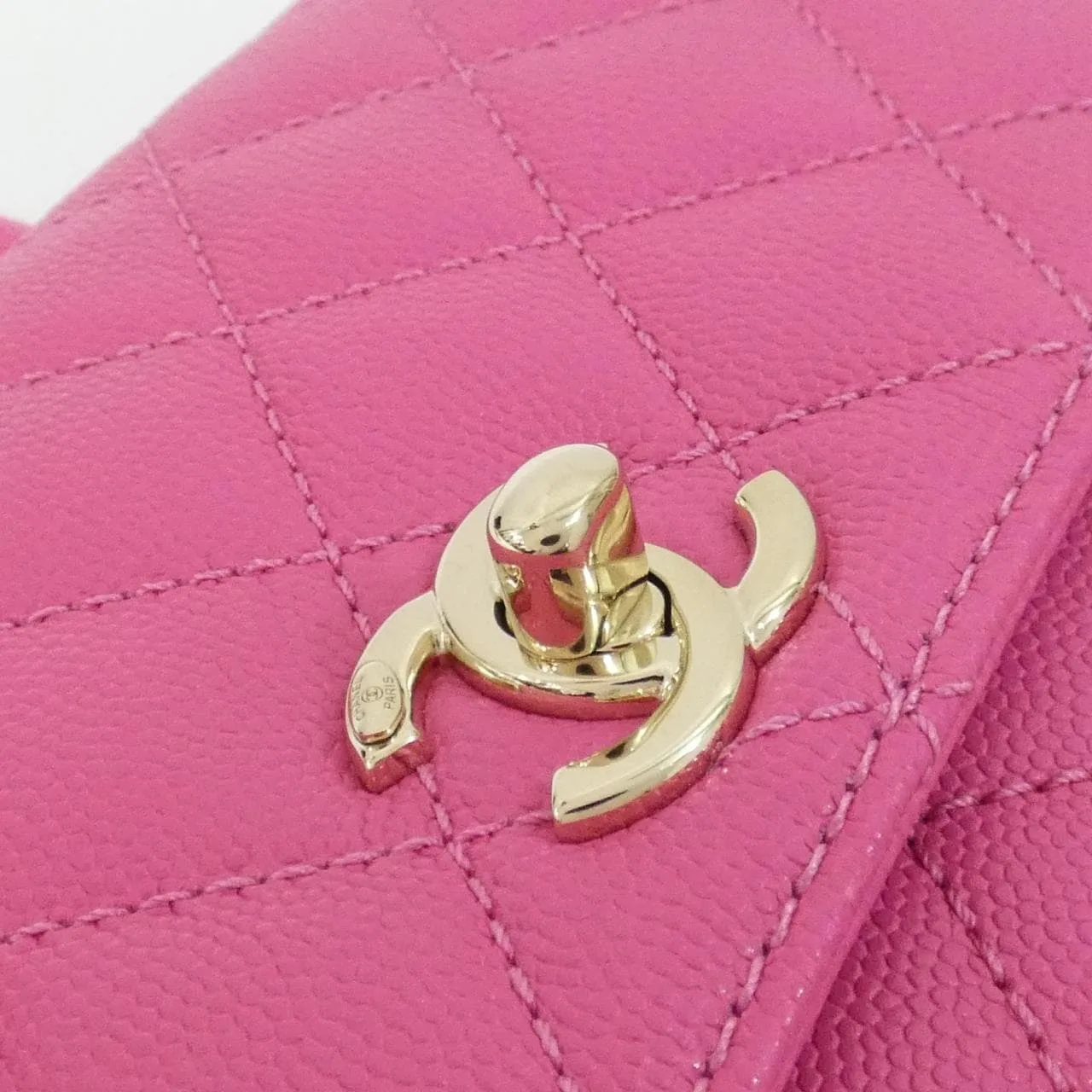 CHANEL Coco Handle AS2215 Handbag Grained Calfskin 粉色 荔枝紋牛皮 中古品A - 縮圖 4