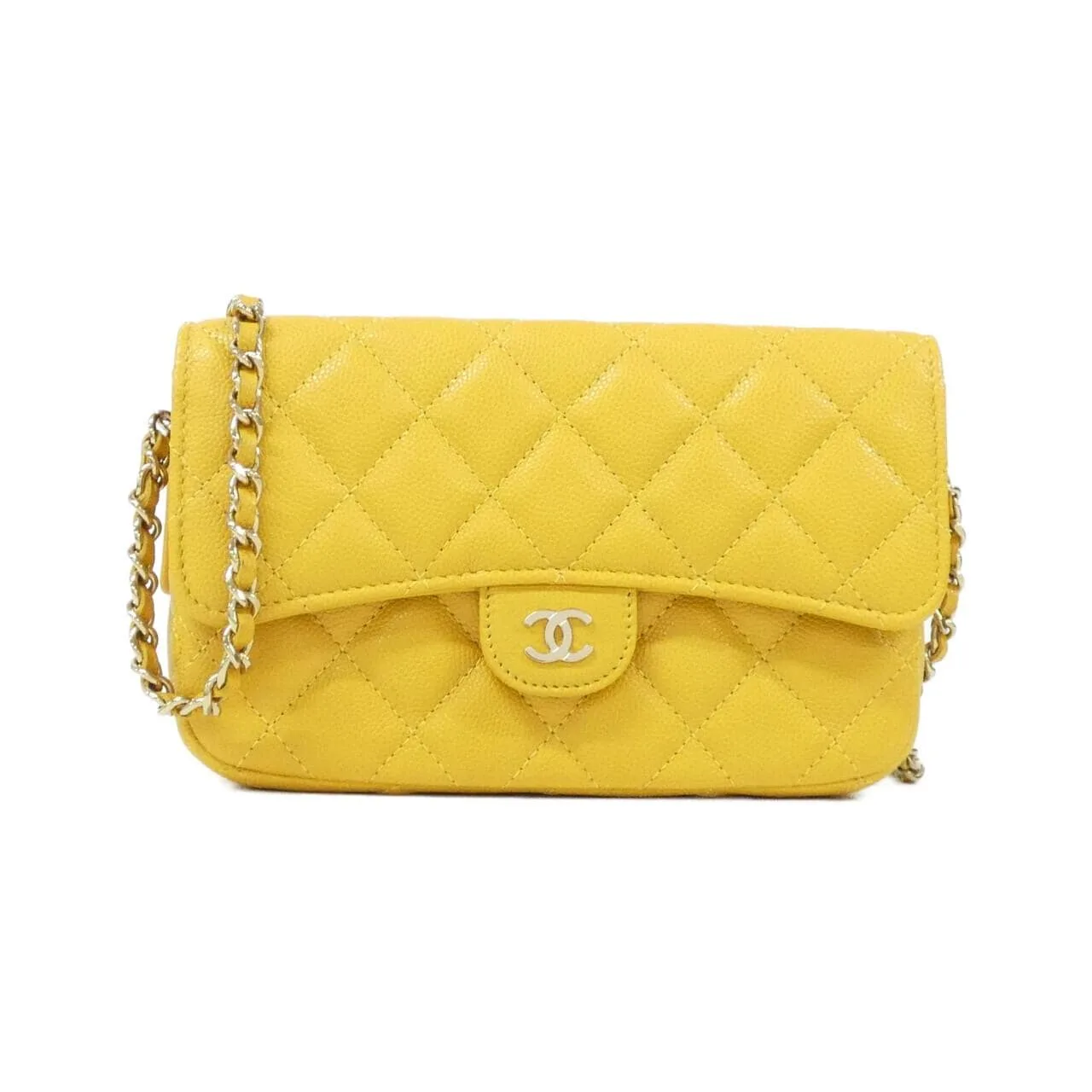 CHANEL Timeless Classic AP2096 Wallet Grained Calfskin 黃色