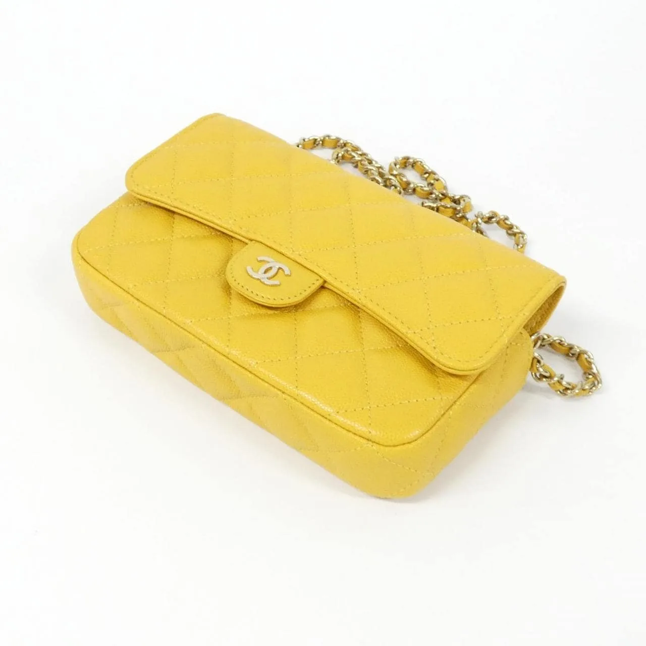 CHANEL Timeless Classic AP2096 Wallet Grained Calfskin 黃色 荔枝紋牛皮 中古品A - 縮圖 3