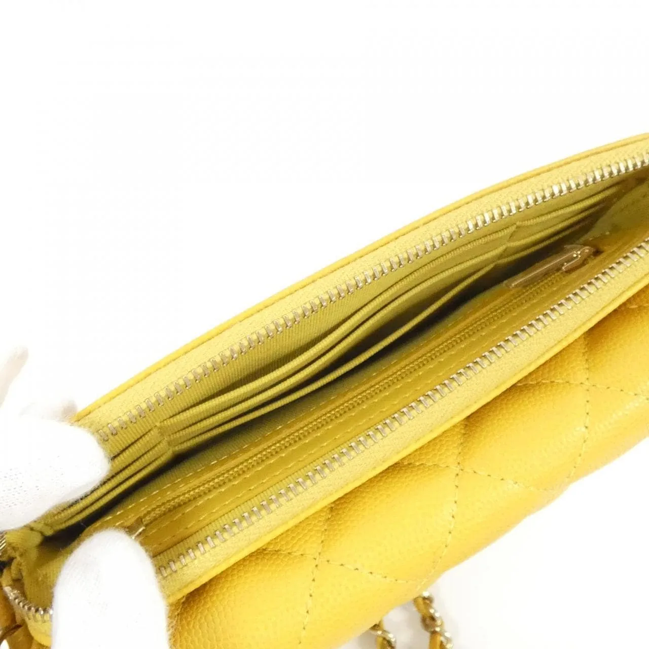 CHANEL Timeless Classic AP2096 Wallet Grained Calfskin 黃色 荔枝紋牛皮 中古品A - 縮圖 6