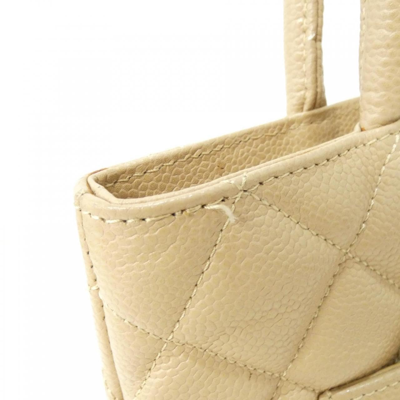 CHANEL Matelasse 1804 Handbag Grained Calfskin 米色 荔枝紋牛皮 中古品A - 縮圖 4