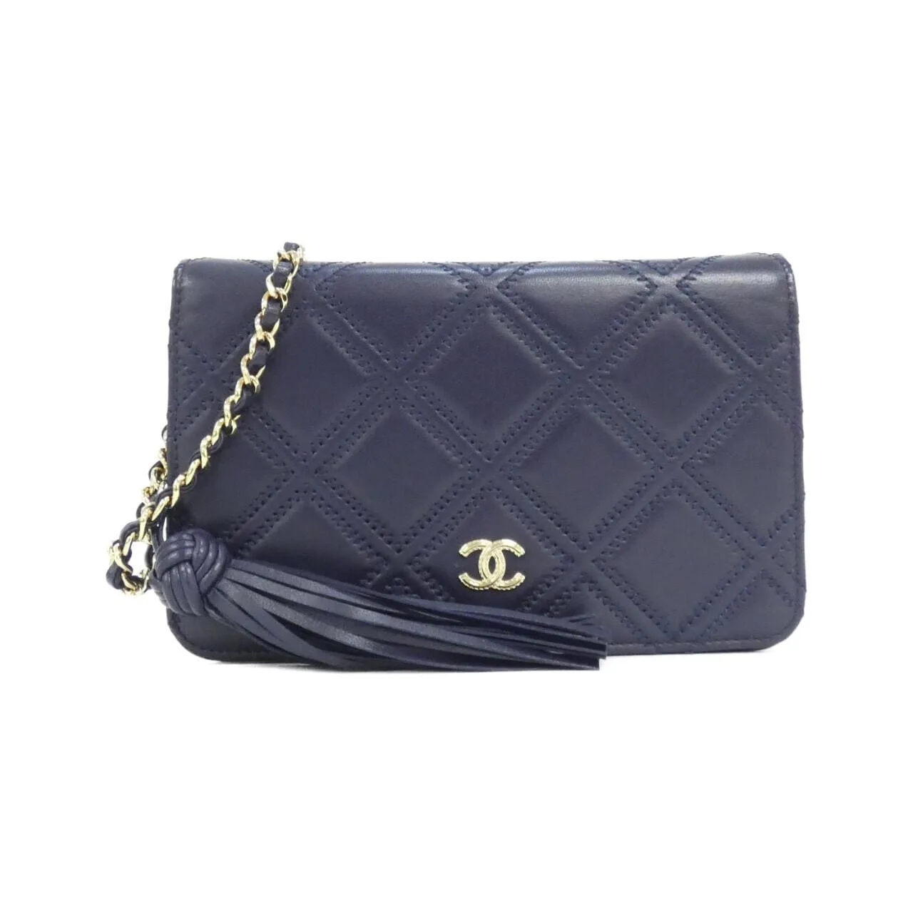 CHANEL 82705 Wallet Lambskin Navy