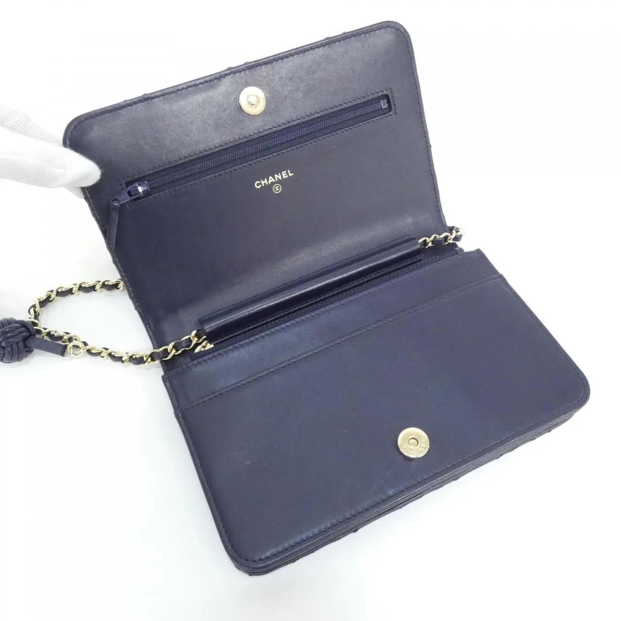 CHANEL 82705 Wallet Lambskin Navy Lambskin Rank A - Thumbnail 8