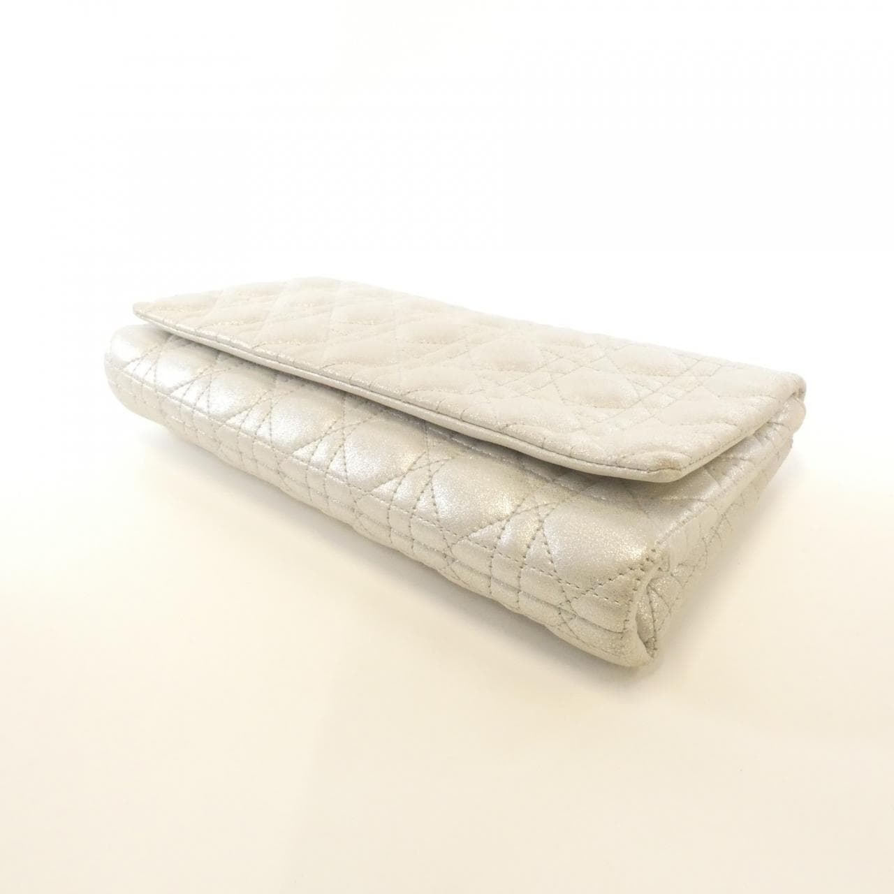 DIOR Lady Dior Bag Leather 銀色 皮革 - 縮圖 3