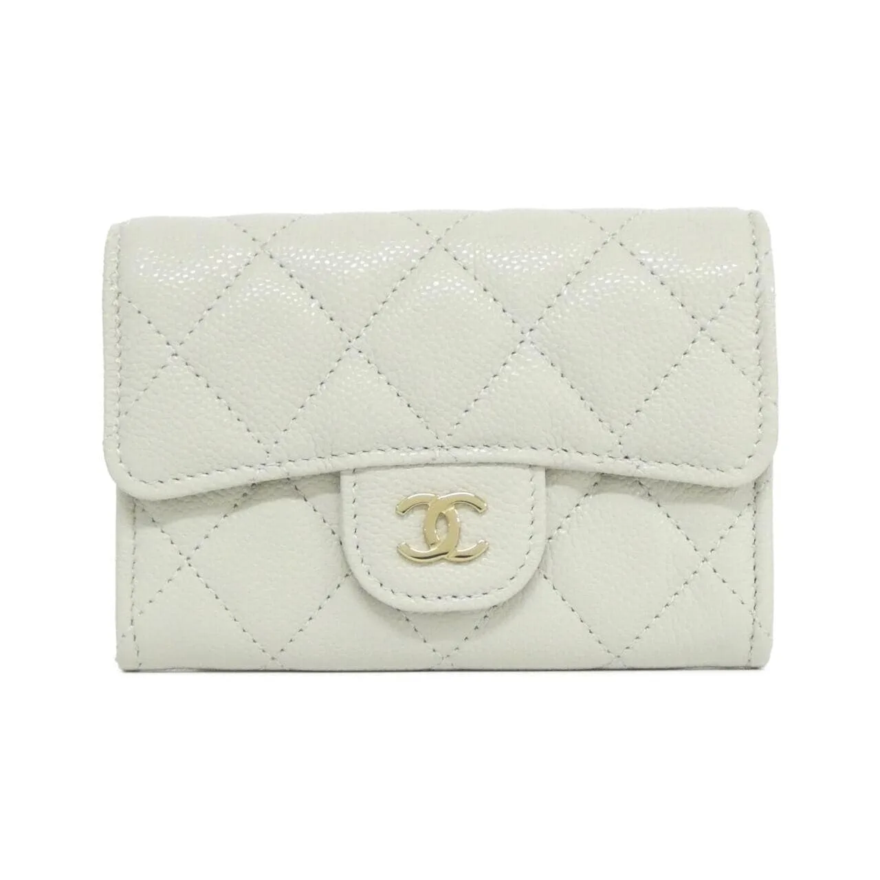 CHANEL Timeless Classic AP4096 Card Case Grained Calfskin Grey