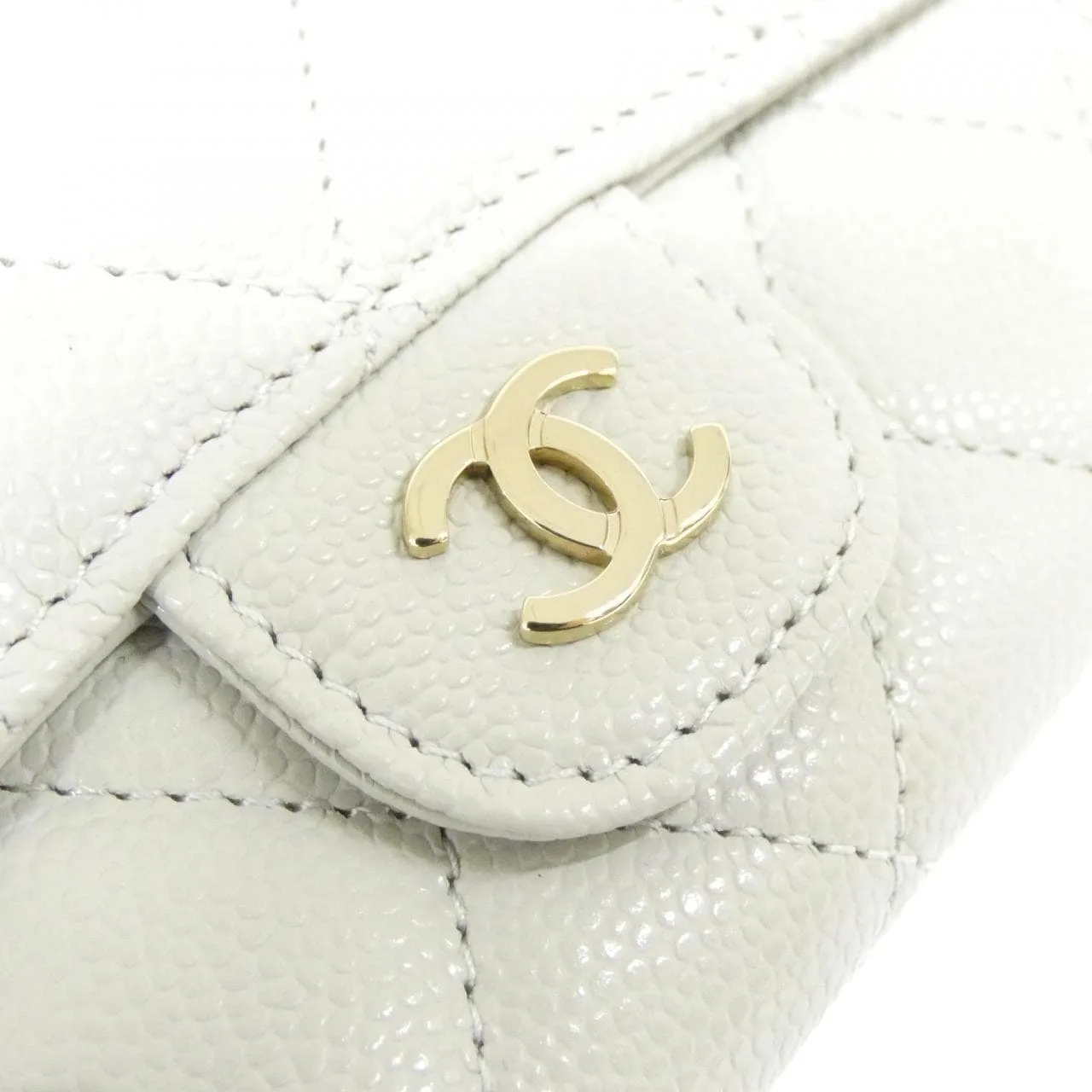 CHANEL Timeless Classic AP4096 Card Case Grained Calfskin 灰色 荔枝紋牛皮 中古品A - 縮圖 7