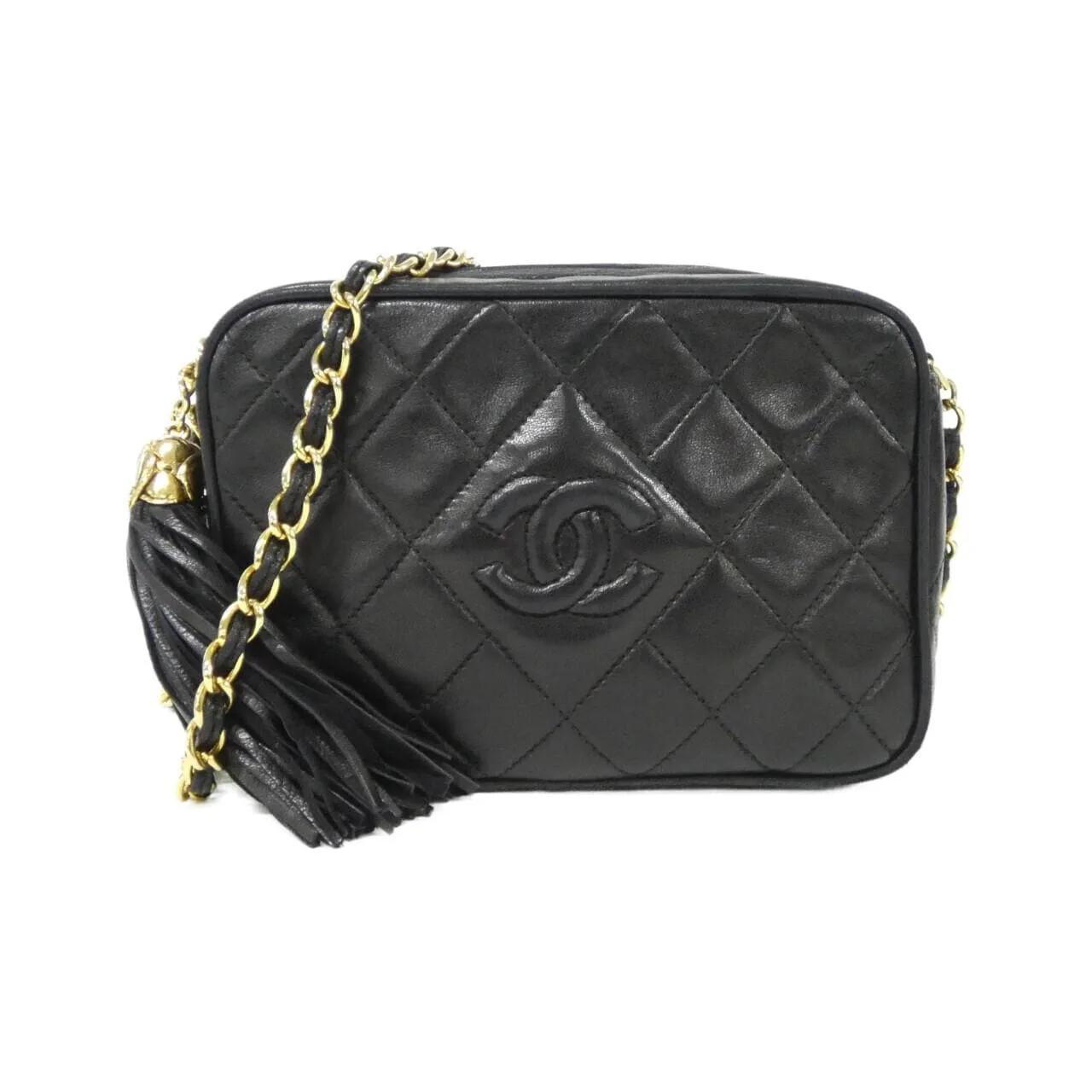 CHANEL Shoulder Lambskin Black