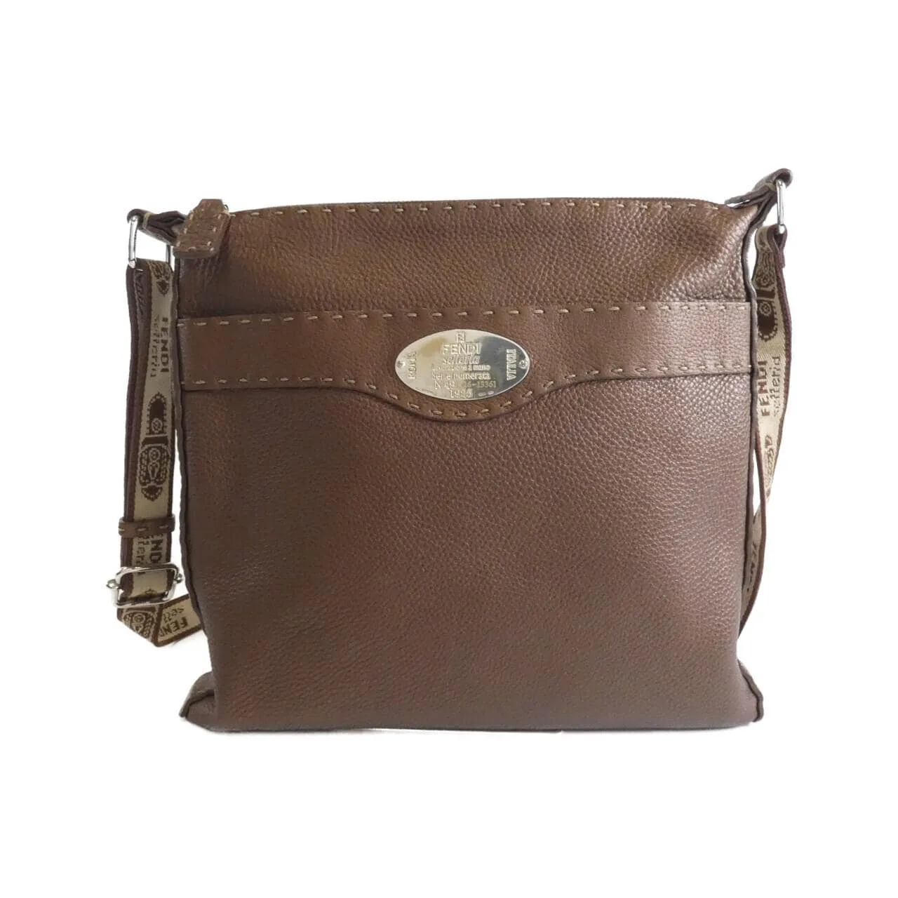 FENDI 8BT109 Shoulder Leather Brown