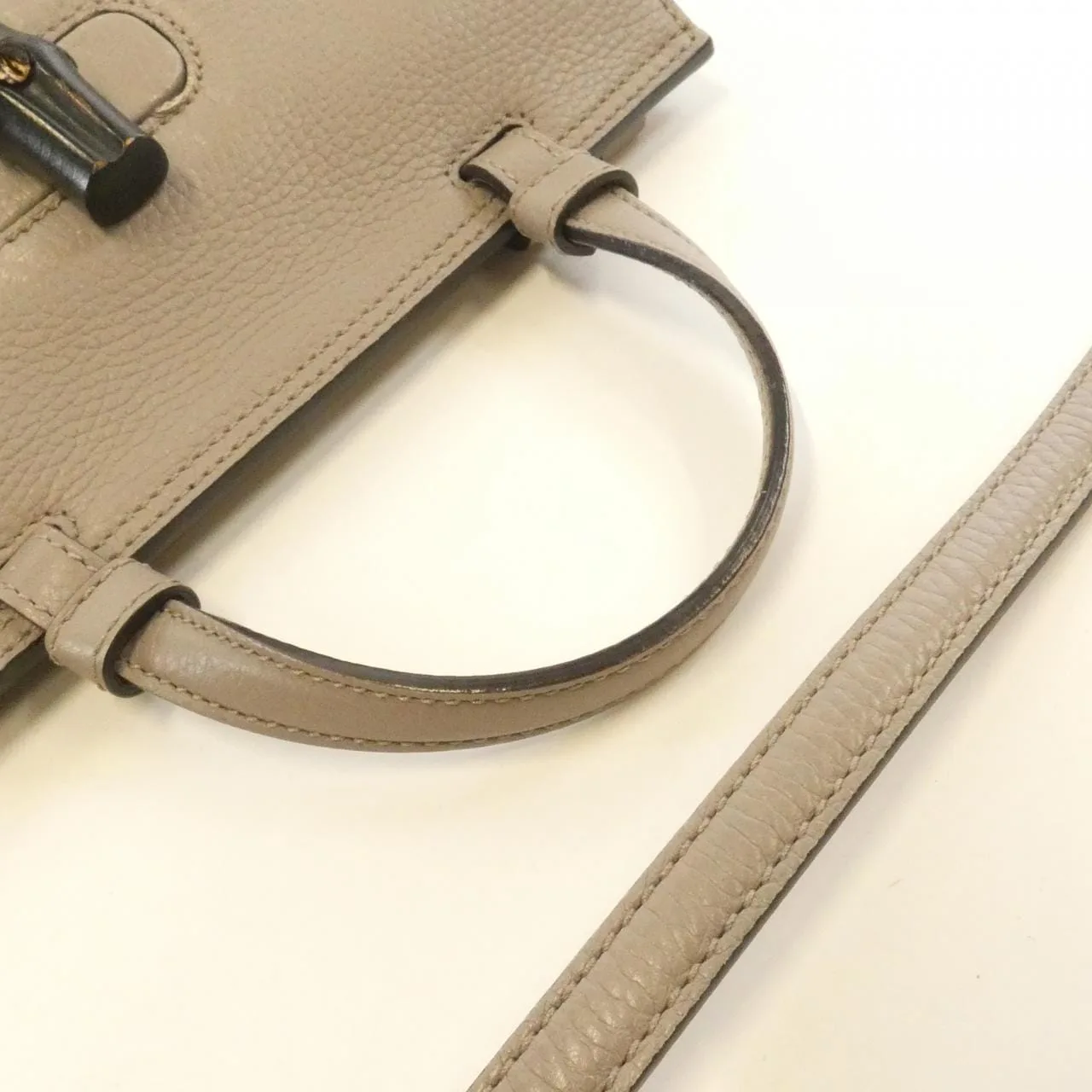 GUCCI Bamboo Daily 370831 A7M0N Handbag Leather 黑色 皮革 中古品B - 縮圖 5