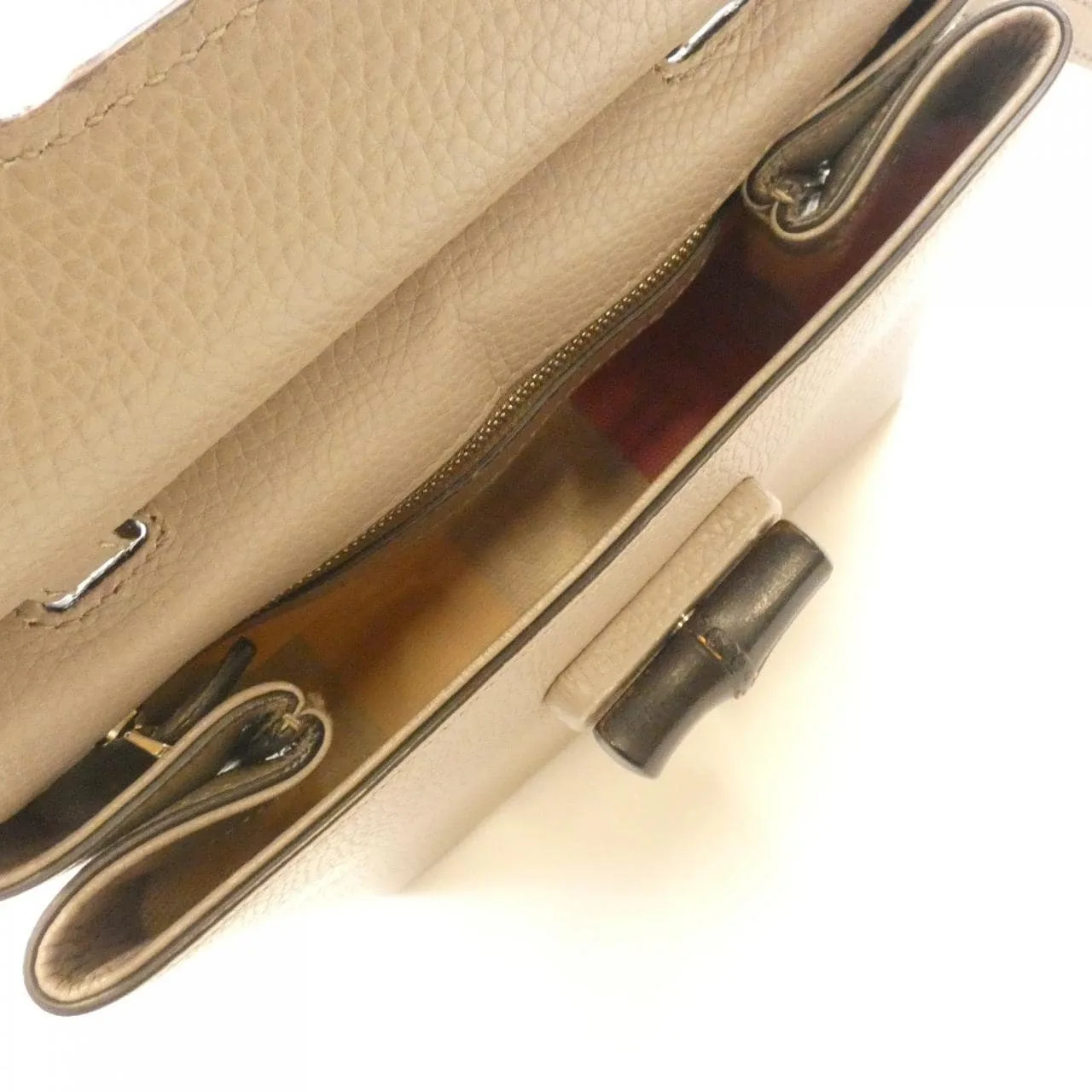 GUCCI Bamboo Daily 370831 A7M0N Handbag Leather 黑色 皮革 中古品B - 縮圖 6