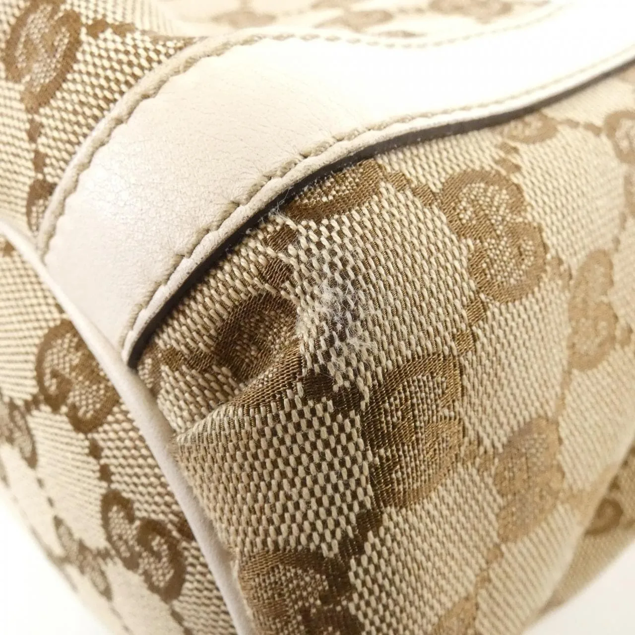 GUCCI 211983 Handbag Canvas 白色 帆布 中古品B - 縮圖 3
