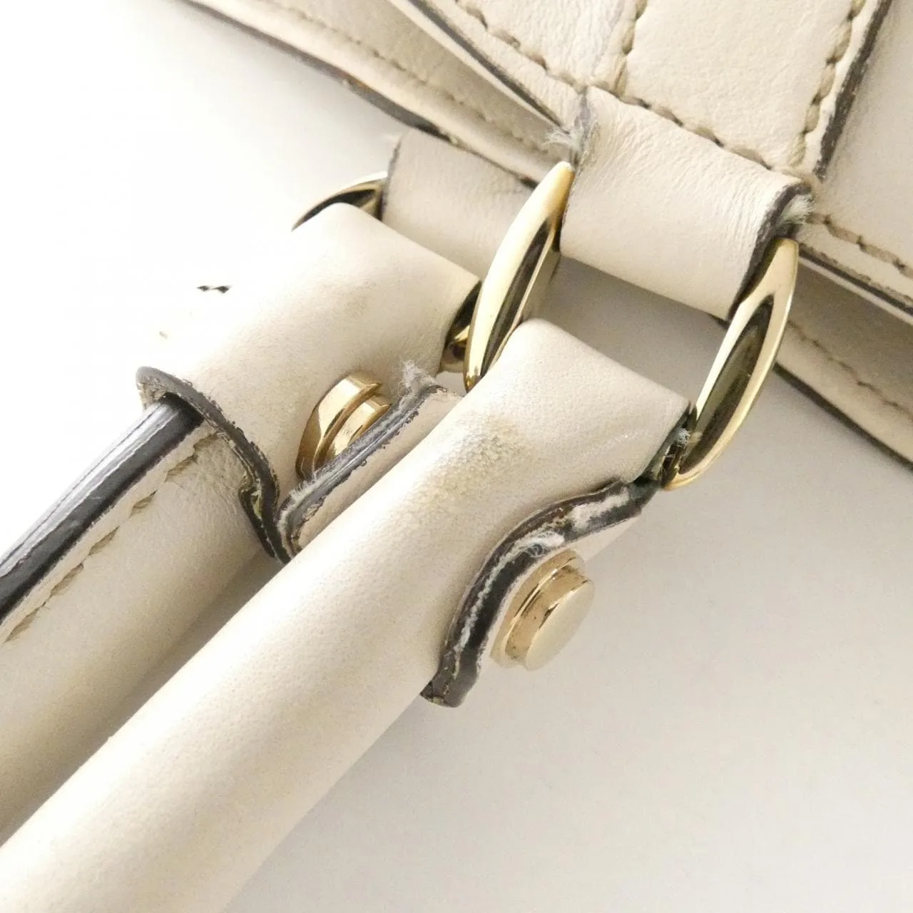 GUCCI 211983 Handbag Canvas 白色 帆布 中古品B - 縮圖 6