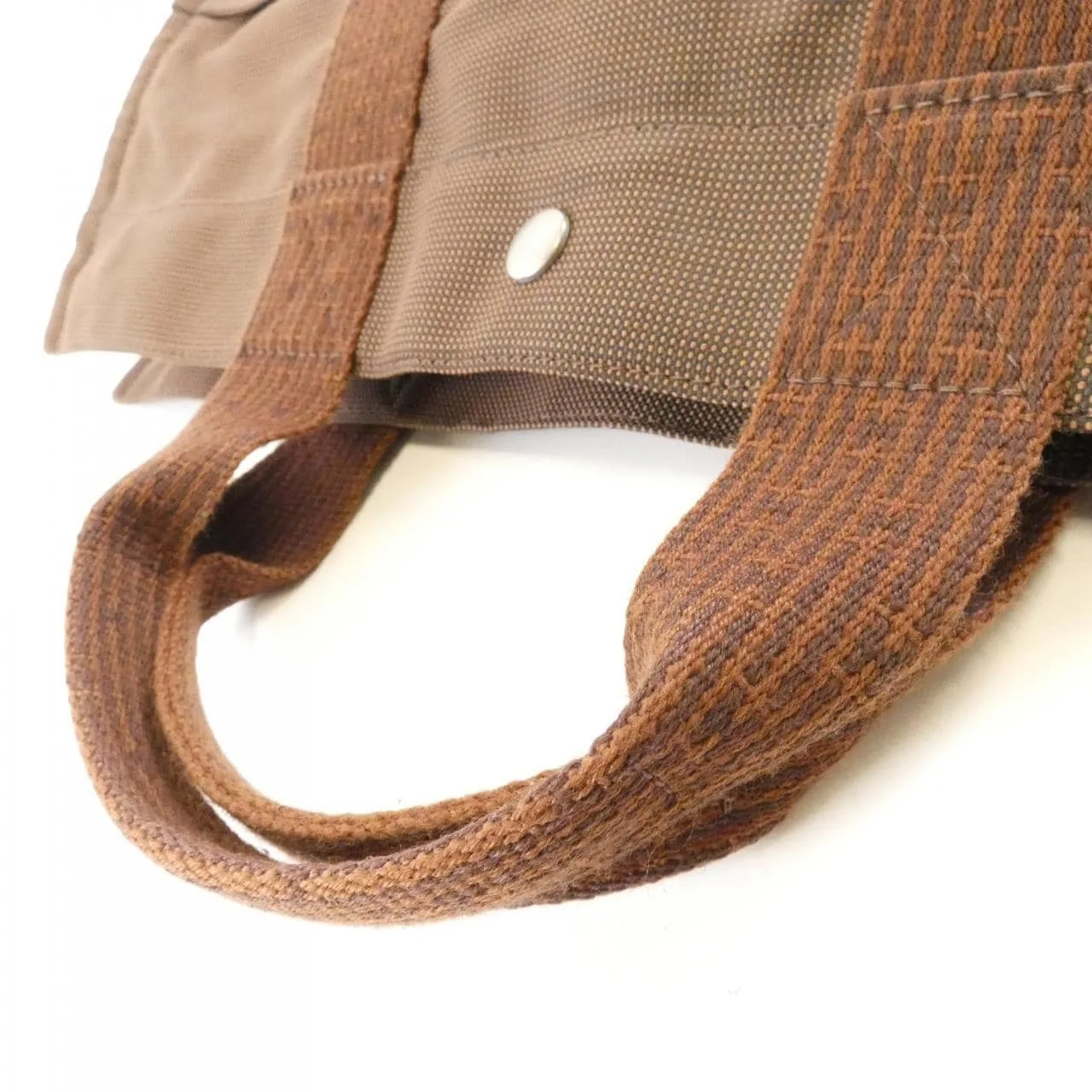 HERMES 100951M Handbag Canvas Brown Canvas Rank B - Thumbnail 7